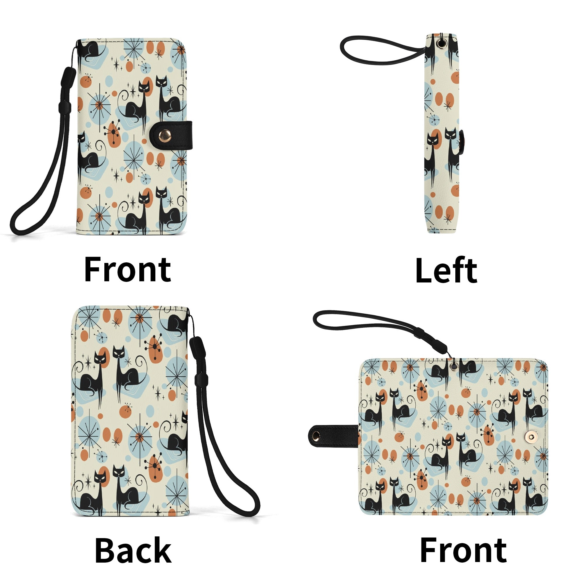 Kate McEnroe New York Atomic Cat Mid Century Modern Flip Phone Wallet Case, Retro Kitsch Mobile Smartphone HolderPhone CasesNGZOL36W - 1