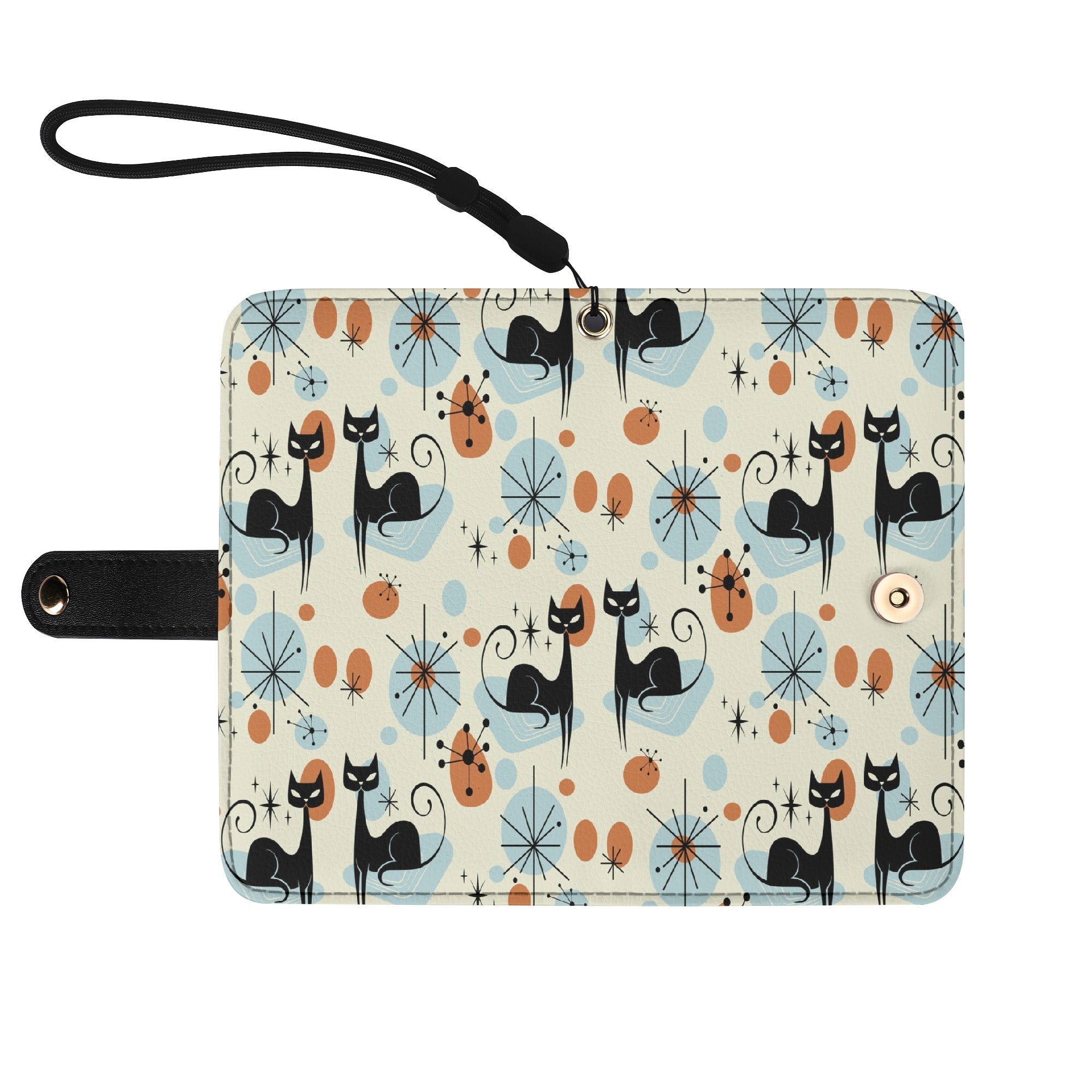 Kate McEnroe New York Atomic Cat Mid Century Modern Flip Phone Wallet Case, Retro Kitsch Mobile Smartphone HolderPhone CasesNGZOL36W - 1