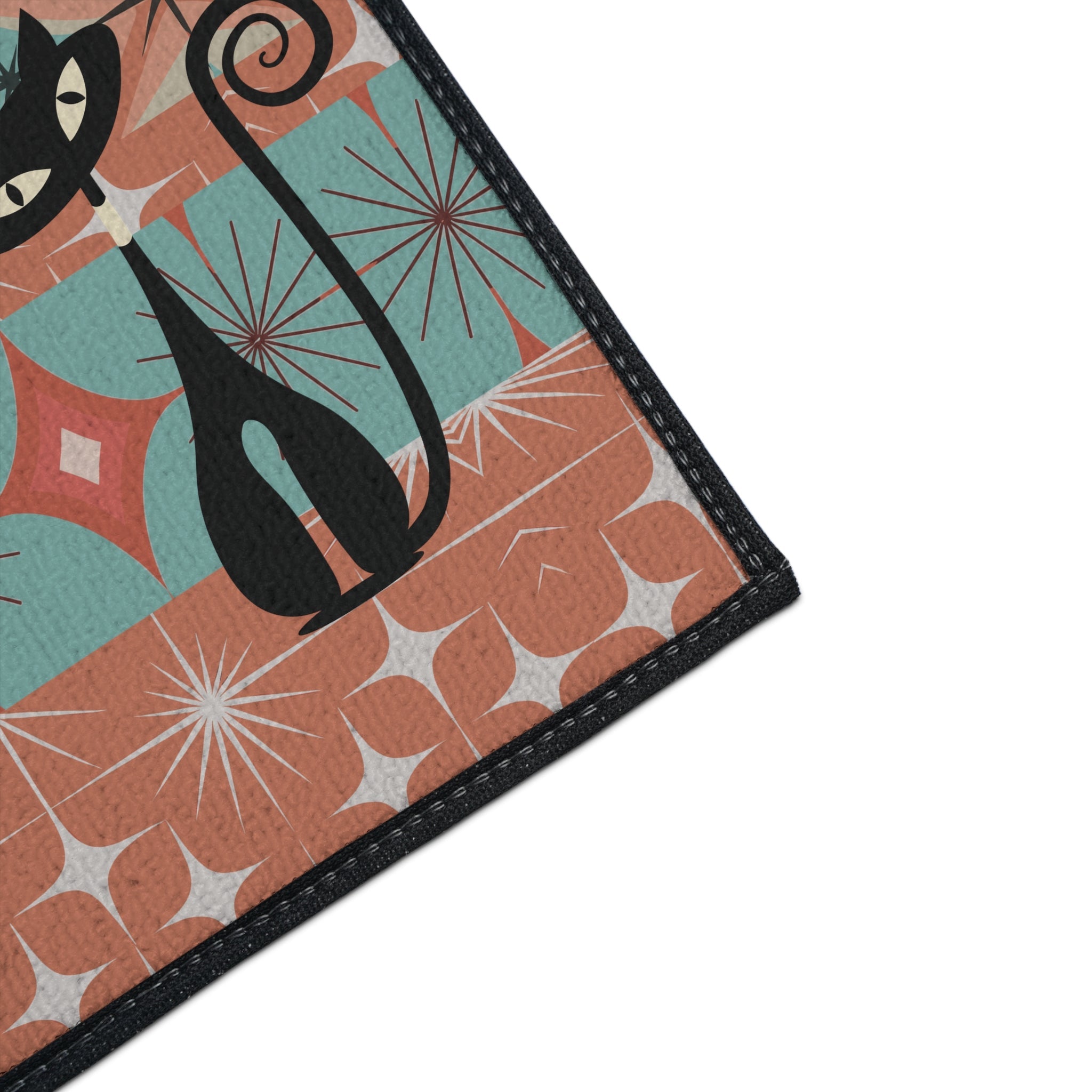 Kate McEnroe New York Atomic Cat Mid Century Modern Floor Mat, Retro Starburst RugDoor Mats18152788359321381718