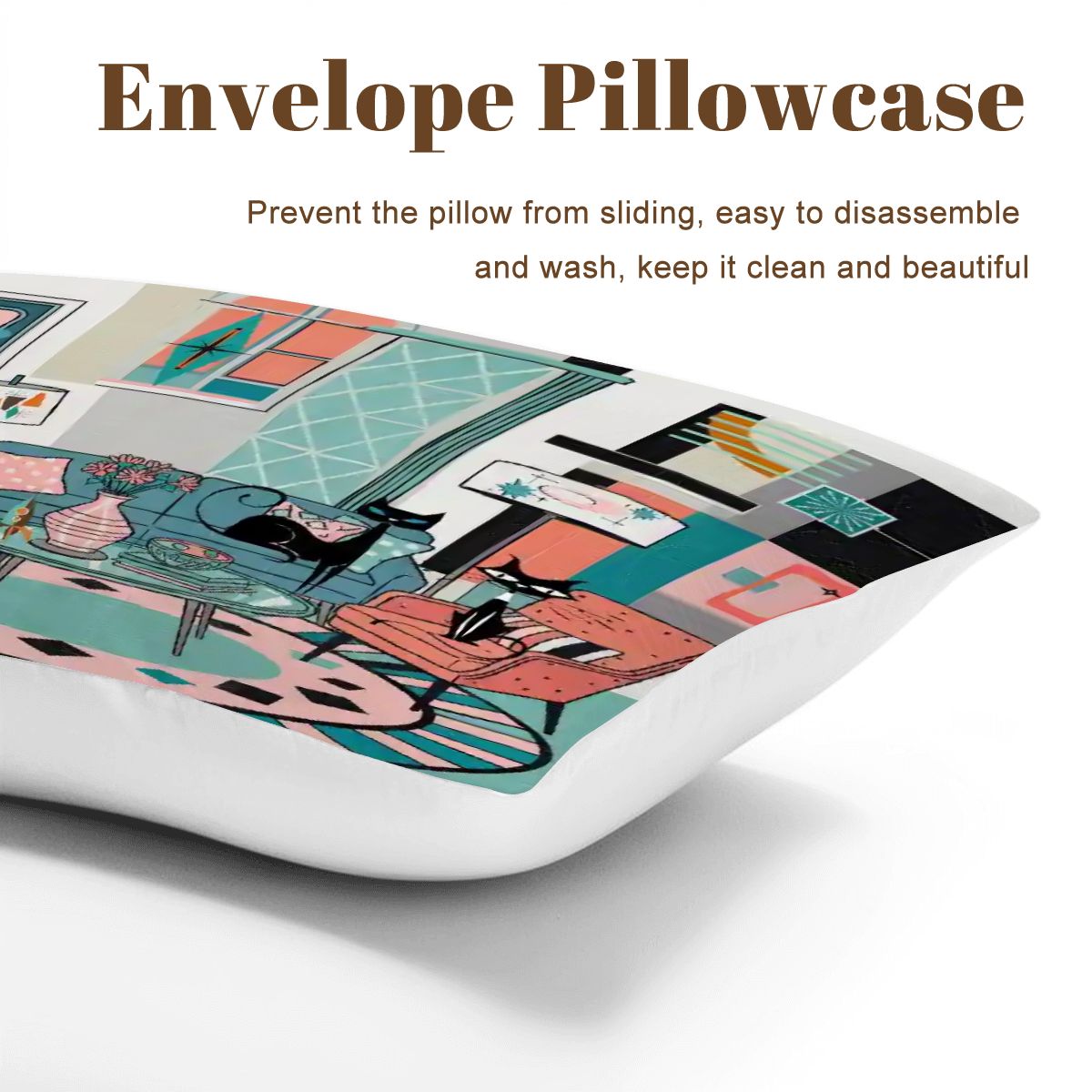 Kate McEnroe New York Atomic Cat Mid Century Modern King Comforter Set, Retro Lounge 50s Kitsch BeddingComforter SetZHoG2TeRSX