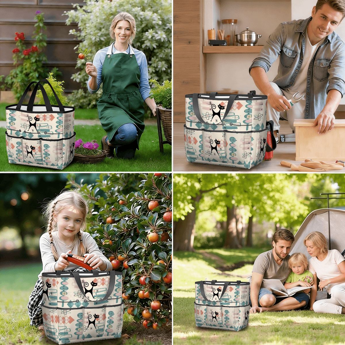 Kate McEnroe New York Atomic Cat Mid Century Modern Kitschy Retro Garden Tool BagGarden Tool Bag7Qi2iDWcwV