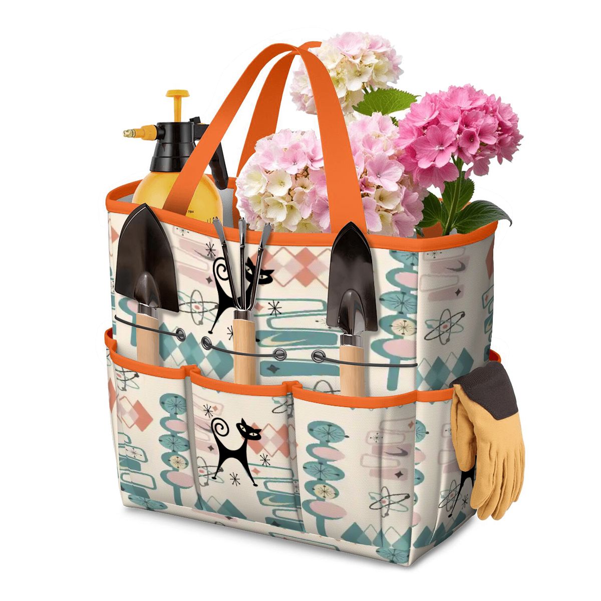Kate McEnroe New York Atomic Cat Mid Century Modern Kitschy Retro Garden Tool BagGarden Tool BagDx0JyA44tc
