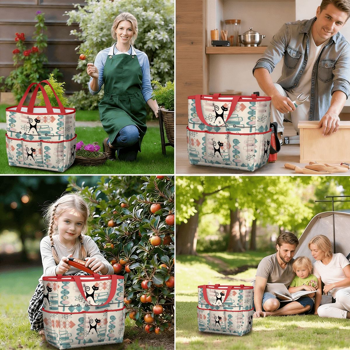 Kate McEnroe New York Atomic Cat Mid Century Modern Kitschy Retro Garden Tool BagGarden Tool BagN4ju7bHqMm