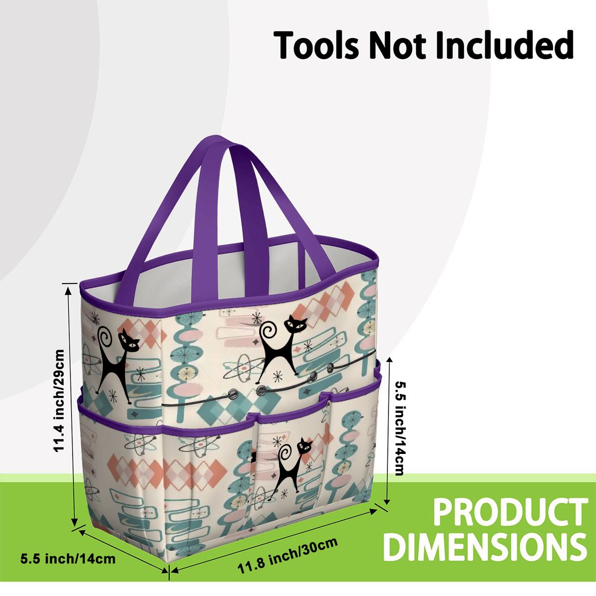 Kate McEnroe New York Atomic Cat Mid Century Modern Kitschy Retro Garden Tool BagGarden Tool BagN4ju7bHqMm