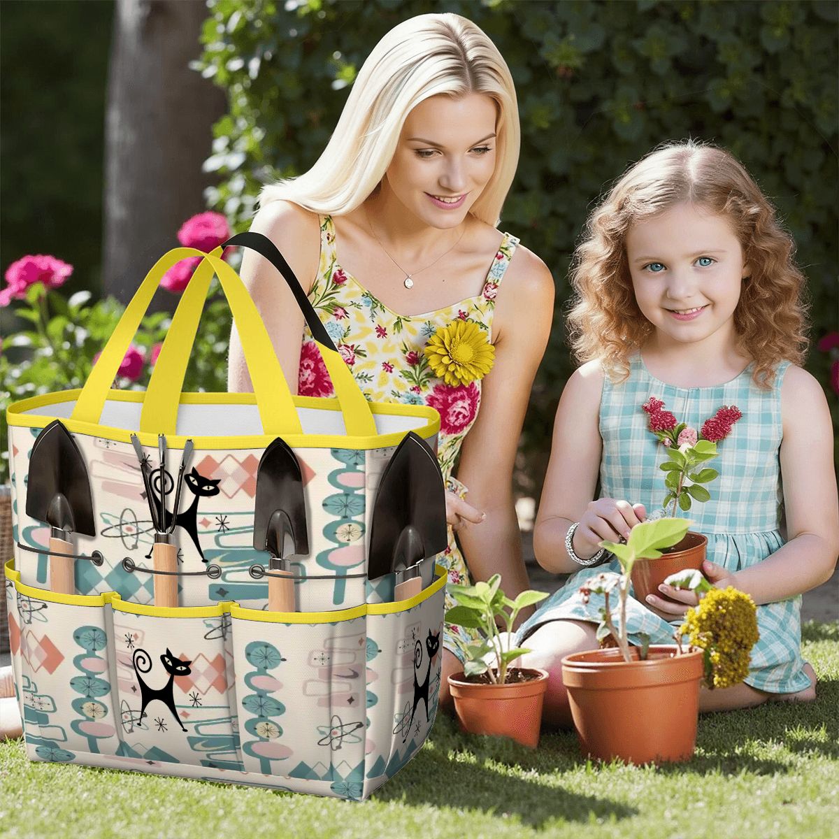 Kate McEnroe New York Atomic Cat Mid Century Modern Kitschy Retro Garden Tool BagGarden Tool BagN4ju7bHqMm
