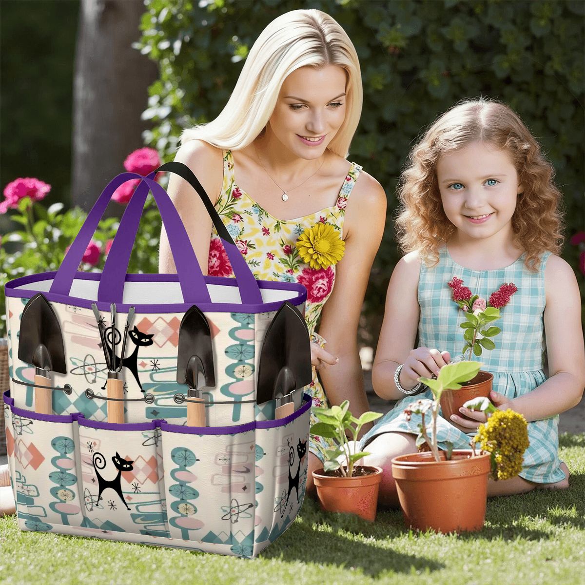 Kate McEnroe New York Atomic Cat Mid Century Modern Kitschy Retro Garden Tool BagGarden Tool BagN4ju7bHqMm