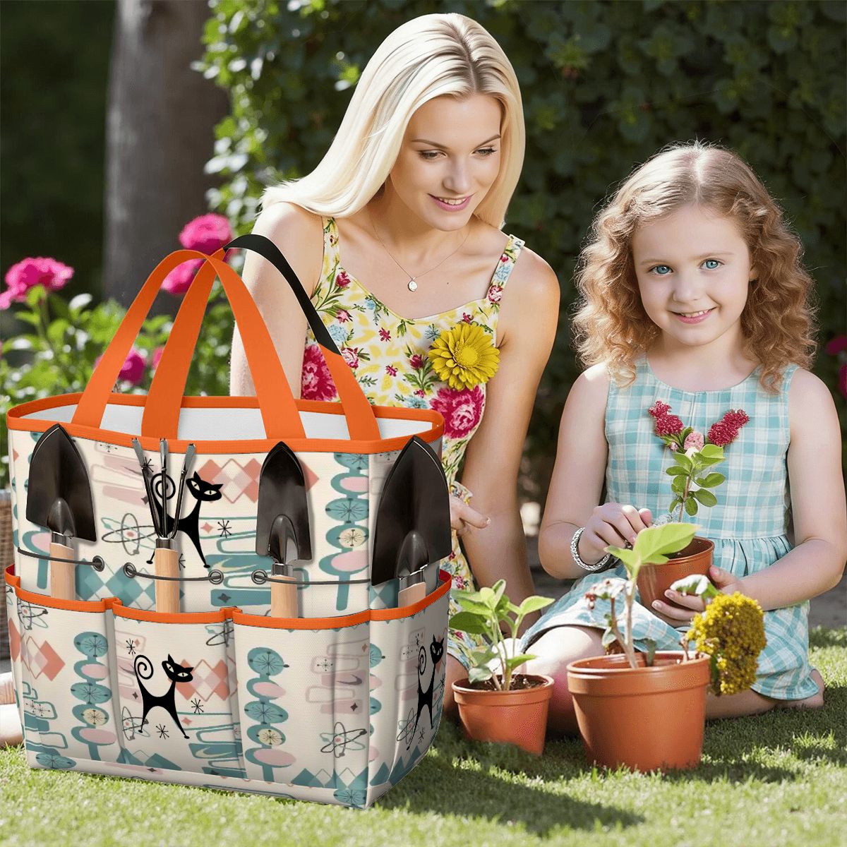Kate McEnroe New York Atomic Cat Mid Century Modern Kitschy Retro Garden Tool BagGarden Tool BagN4ju7bHqMm