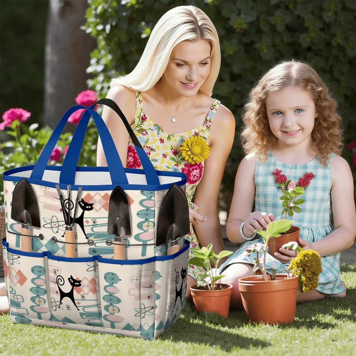 Kate McEnroe New York Atomic Cat Mid Century Modern Kitschy Retro Garden Tool BagGarden Tool BagN4ju7bHqMm