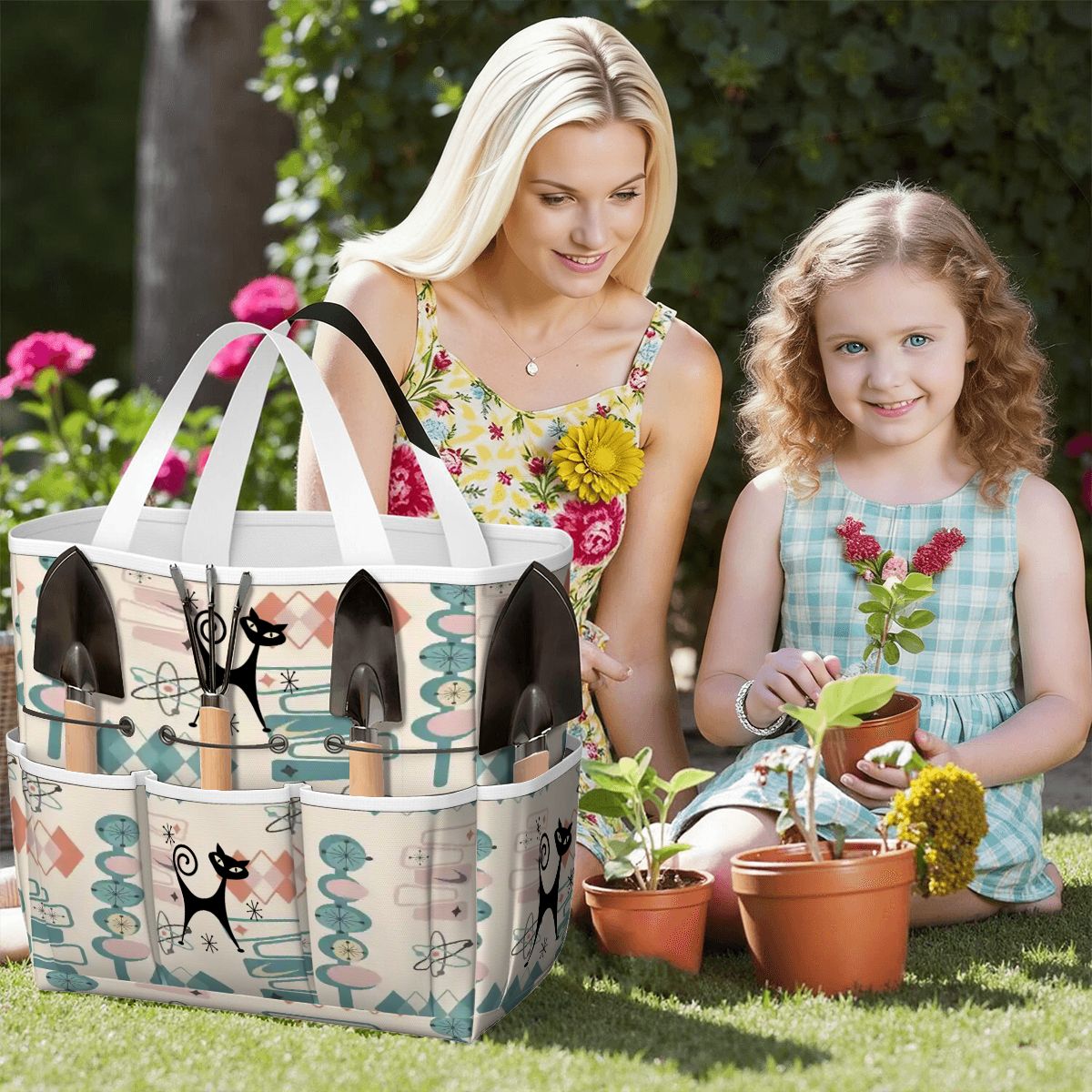 Kate McEnroe New York Atomic Cat Mid Century Modern Kitschy Retro Garden Tool BagGarden Tool BagN4ju7bHqMm