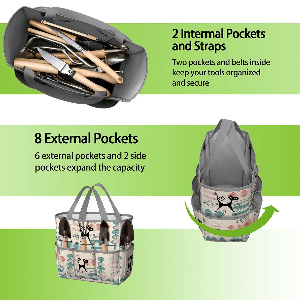 Kate McEnroe New York Atomic Cat Mid Century Modern Kitschy Retro Garden Tool BagGarden Tool BagN4ju7bHqMm