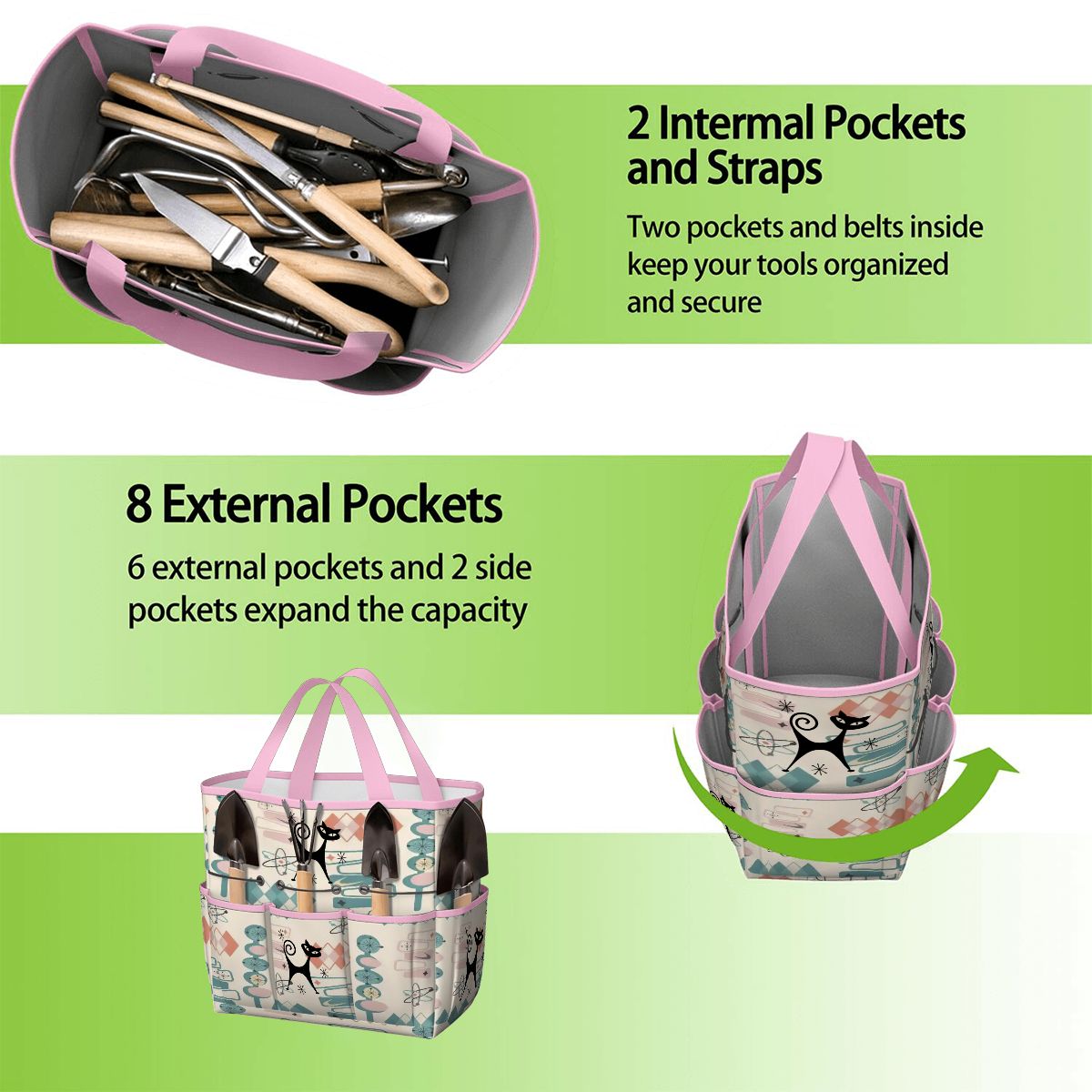 Kate McEnroe New York Atomic Cat Mid Century Modern Kitschy Retro Garden Tool BagGarden Tool BagN4ju7bHqMm