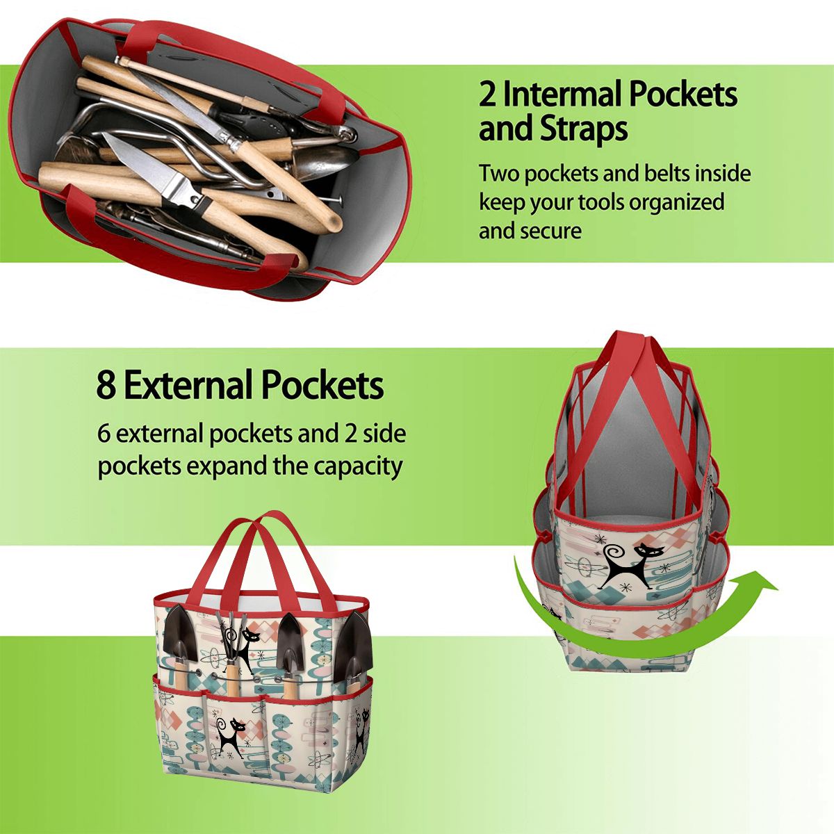 Kate McEnroe New York Atomic Cat Mid Century Modern Kitschy Retro Garden Tool BagGarden Tool BagN4ju7bHqMm