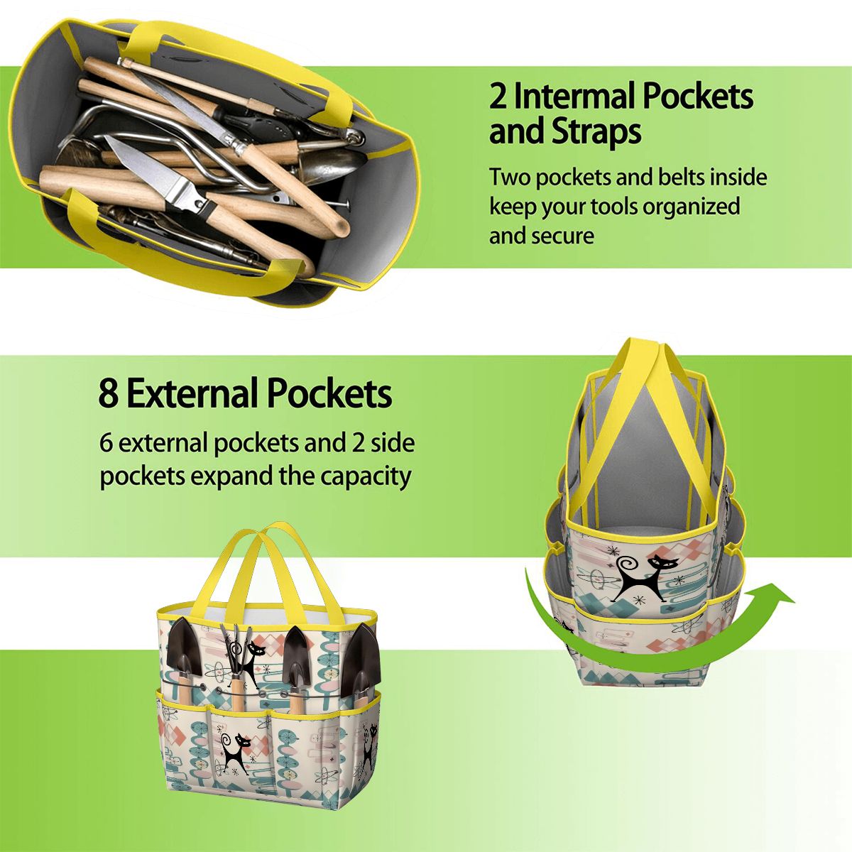 Kate McEnroe New York Atomic Cat Mid Century Modern Kitschy Retro Garden Tool BagGarden Tool BagN4ju7bHqMm