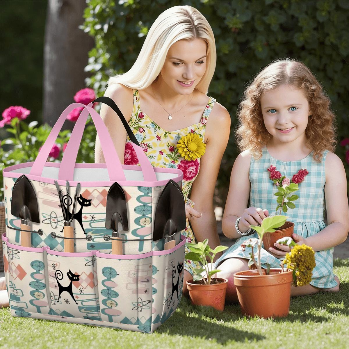 Kate McEnroe New York Atomic Cat Mid Century Modern Kitschy Retro Garden Tool BagGarden Tool BagN4ju7bHqMm