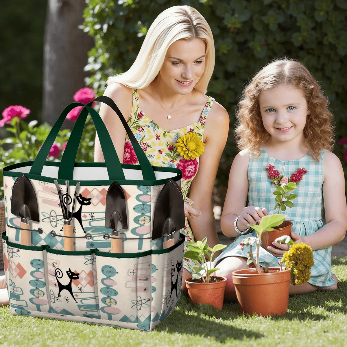 Kate McEnroe New York Atomic Cat Mid Century Modern Kitschy Retro Garden Tool BagGarden Tool BagN4ju7bHqMm