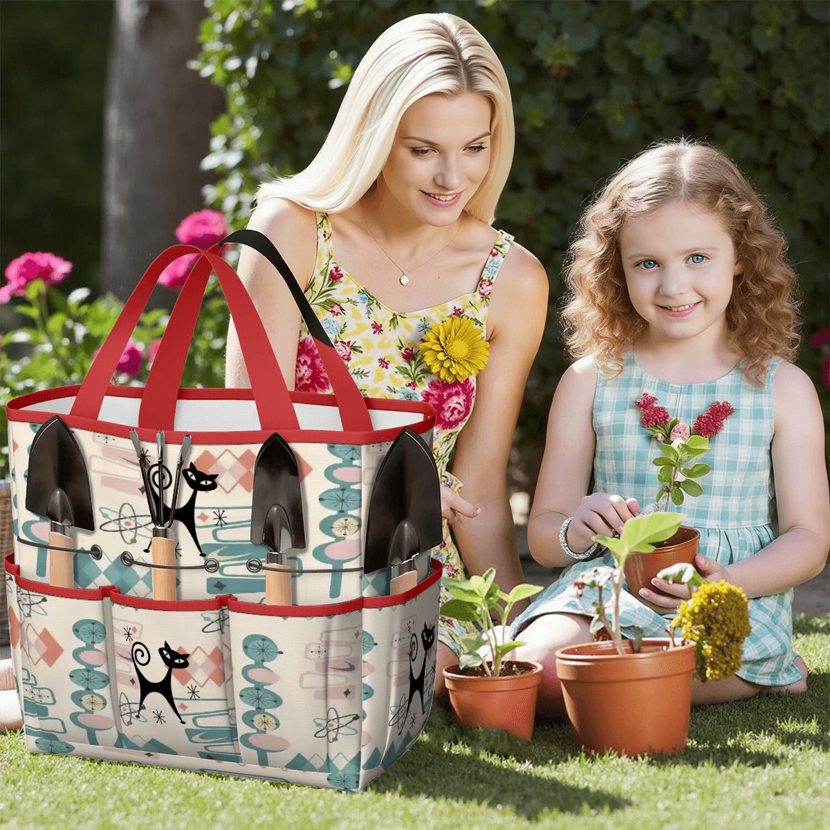 Kate McEnroe New York Atomic Cat Mid Century Modern Kitschy Retro Garden Tool BagGarden Tool BagN4ju7bHqMm