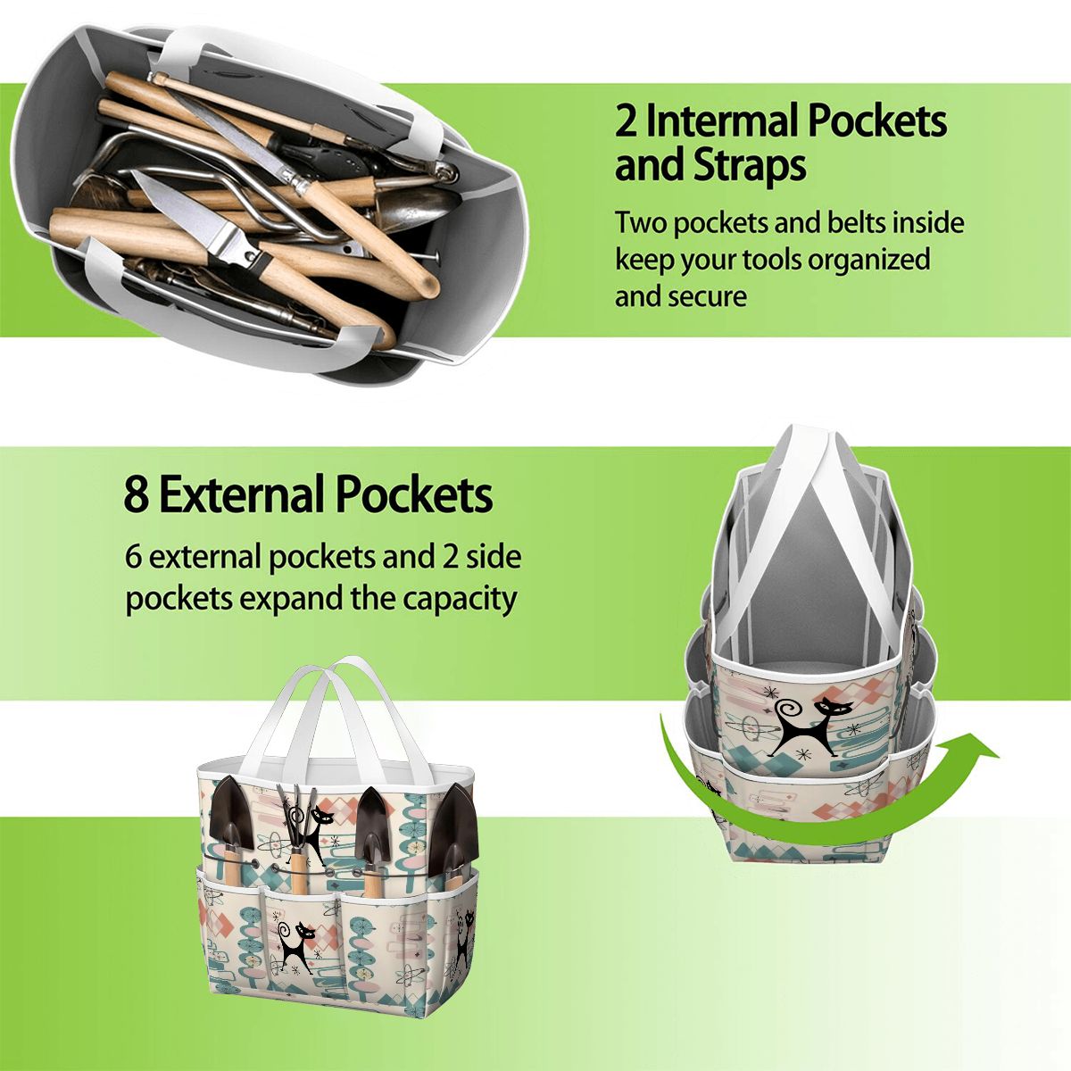 Kate McEnroe New York Atomic Cat Mid Century Modern Kitschy Retro Garden Tool BagGarden Tool BagN4ju7bHqMm