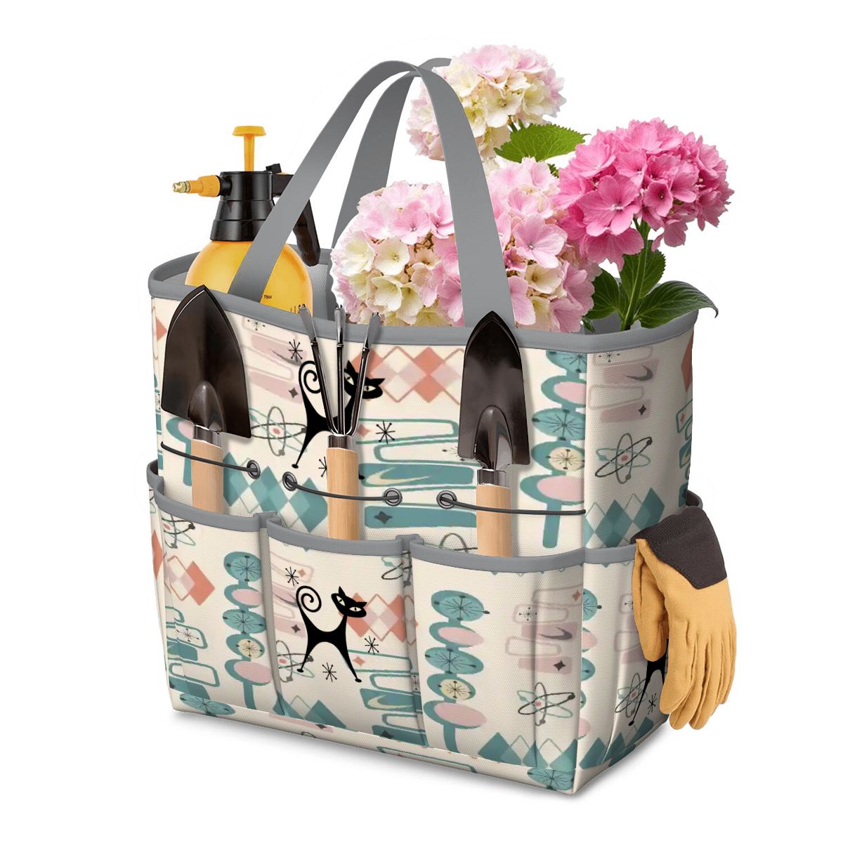 Kate McEnroe New York Atomic Cat Mid Century Modern Kitschy Retro Garden Tool BagGarden Tool Bagp7Ppv7IA4K