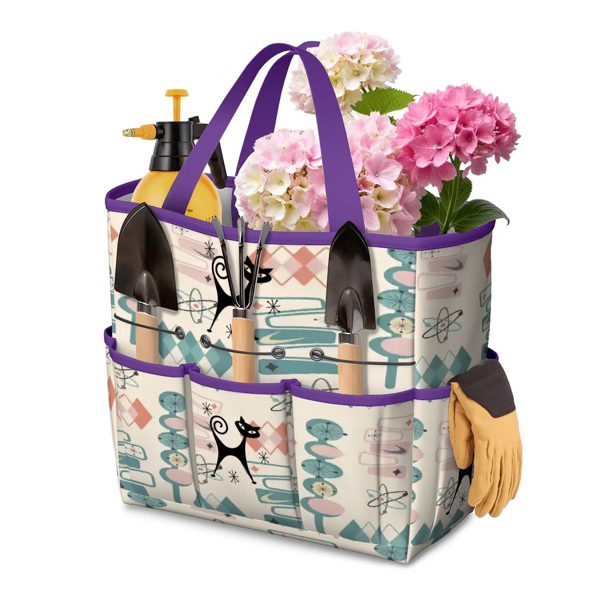 Kate McEnroe New York Atomic Cat Mid Century Modern Kitschy Retro Garden Tool BagGarden Tool BagsSiZXr2yNE