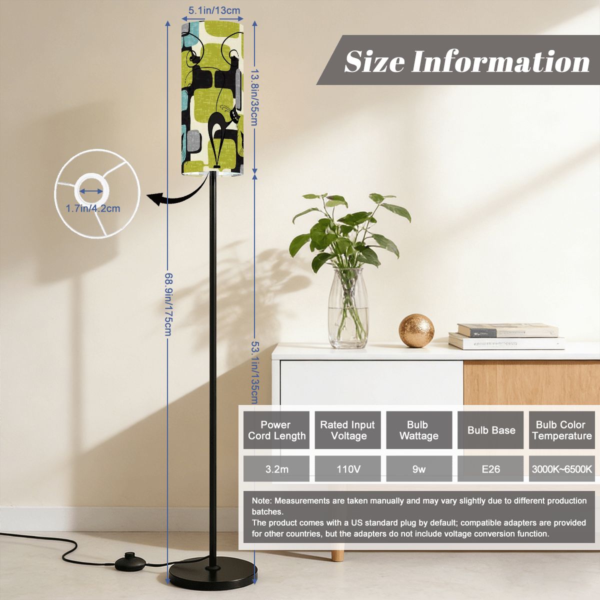 Kate McEnroe New York Atomic Cat Mid Century Modern Kitschy Retro Slim Floor LampSlim Floor LampsSGWpd6Zkex