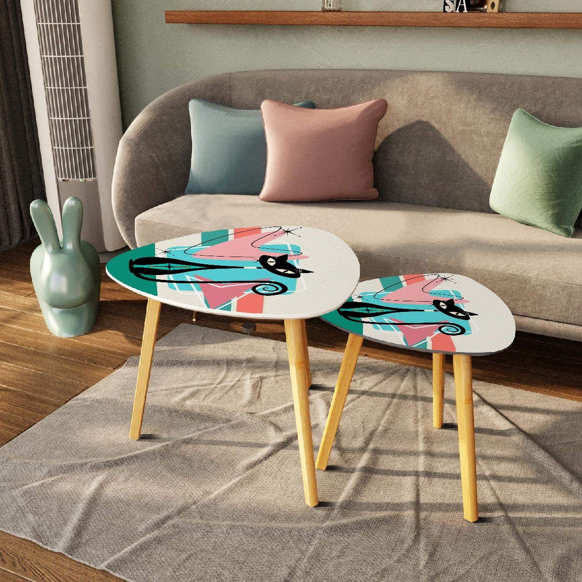 Kate McEnroe New York Atomic Cat Mid Century Modern Nesting Tables, Retro Boomerang Coffee Tables, 50s Space Age Accent FurnitureNesting TablesCjUnp9kXL3