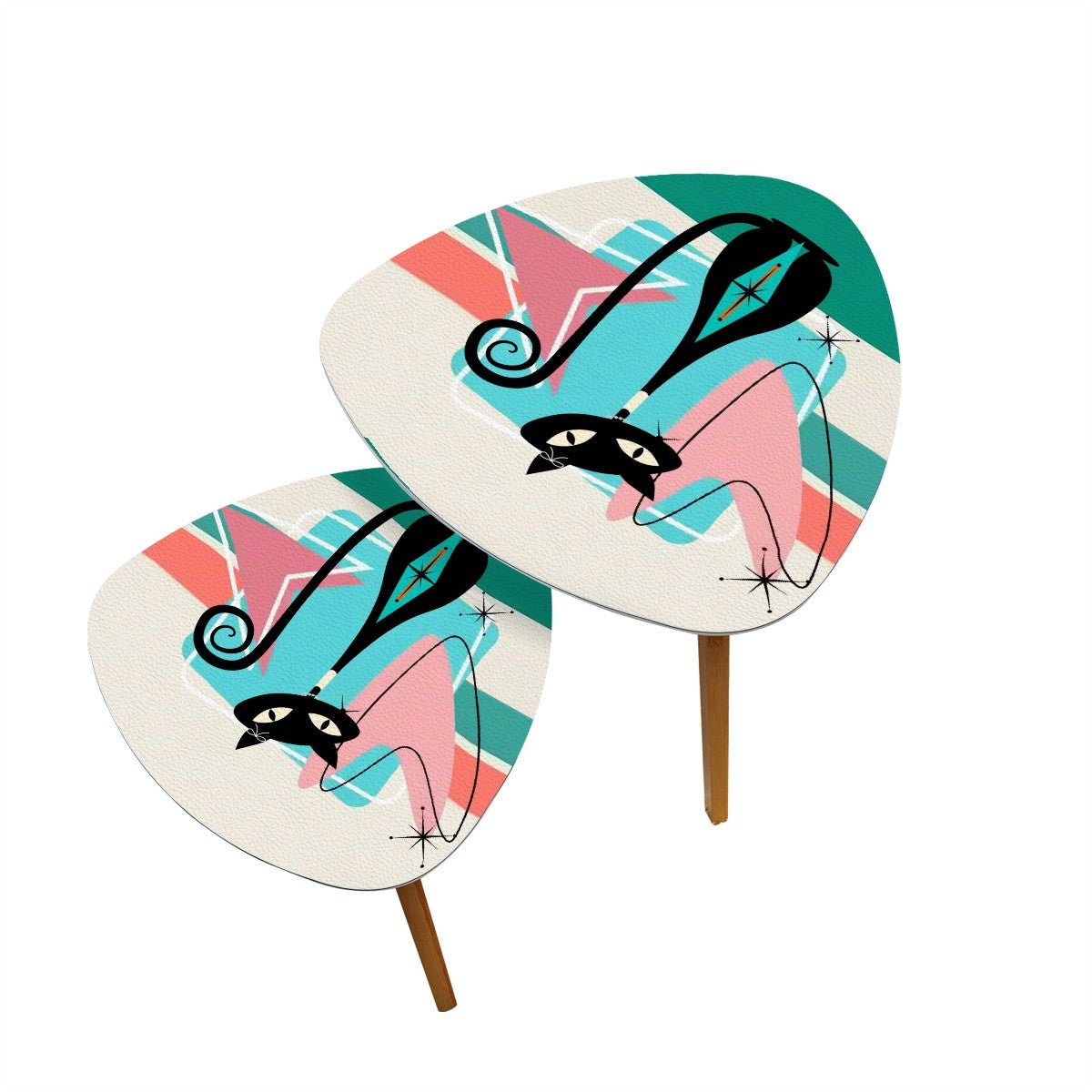 Kate McEnroe New York Atomic Cat Mid Century Modern Nesting Tables, Retro Boomerang Coffee Tables, 50s Space Age Accent FurnitureNesting TablesCjUnp9kXL3