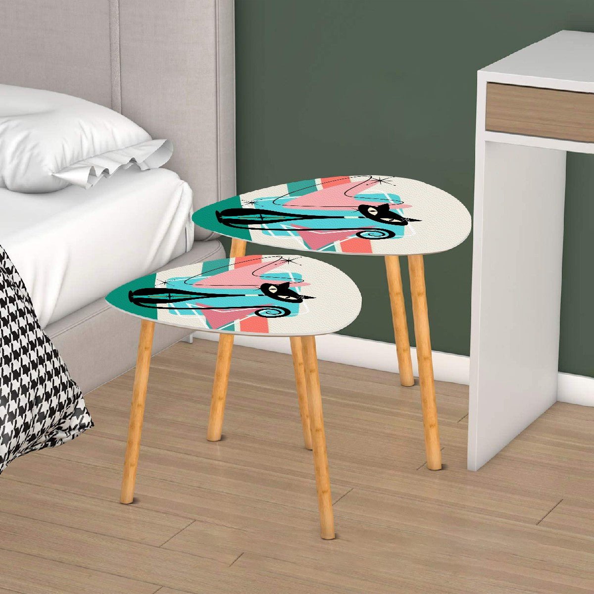 Kate McEnroe New York Atomic Cat Mid Century Modern Nesting Tables, Retro Boomerang Coffee Tables, 50s Space Age Accent FurnitureNesting TablesCjUnp9kXL3