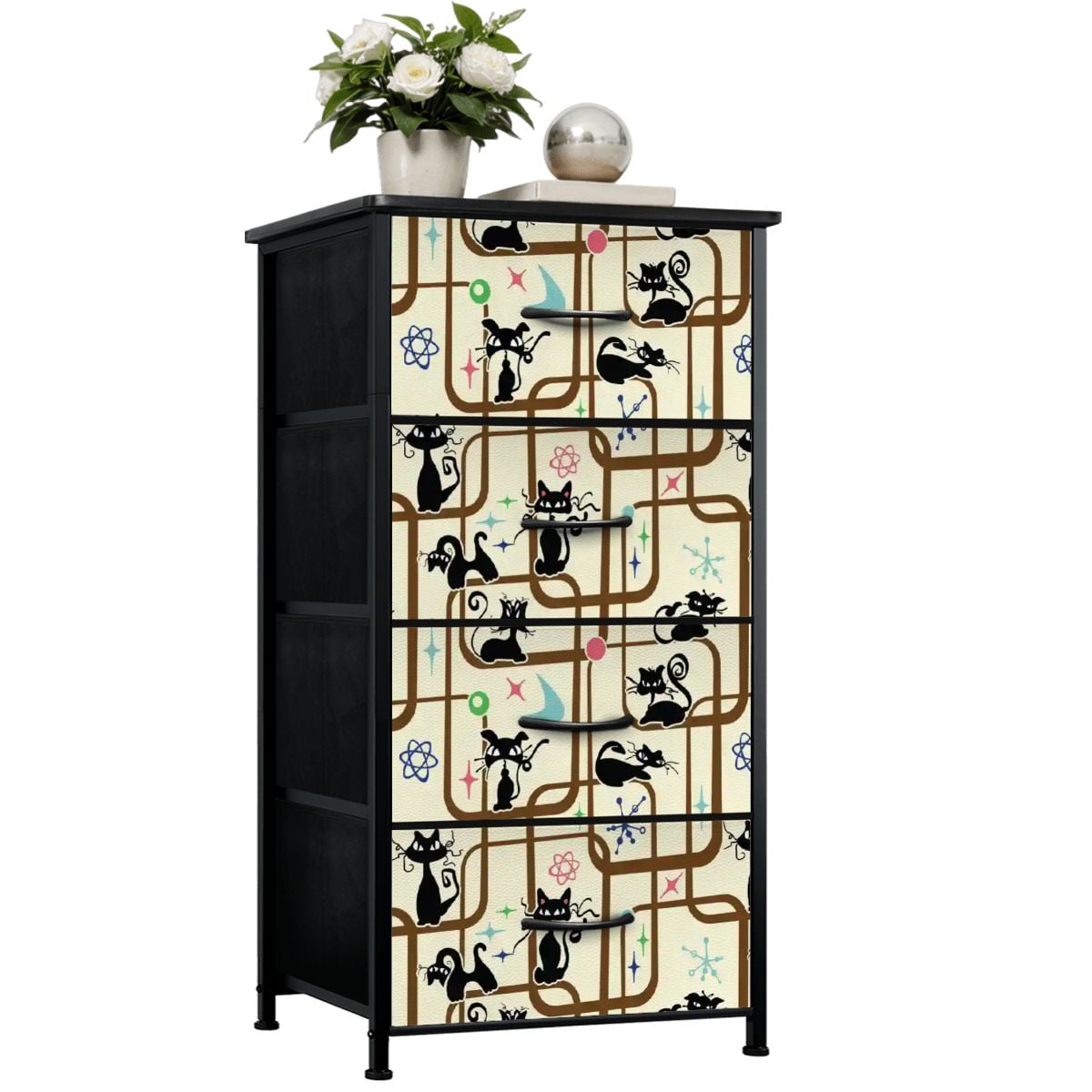 Kate McEnroe New York Atomic Cat Mid Century Modern Retro 4 Drawer DresserDressersg6yv5emYGg