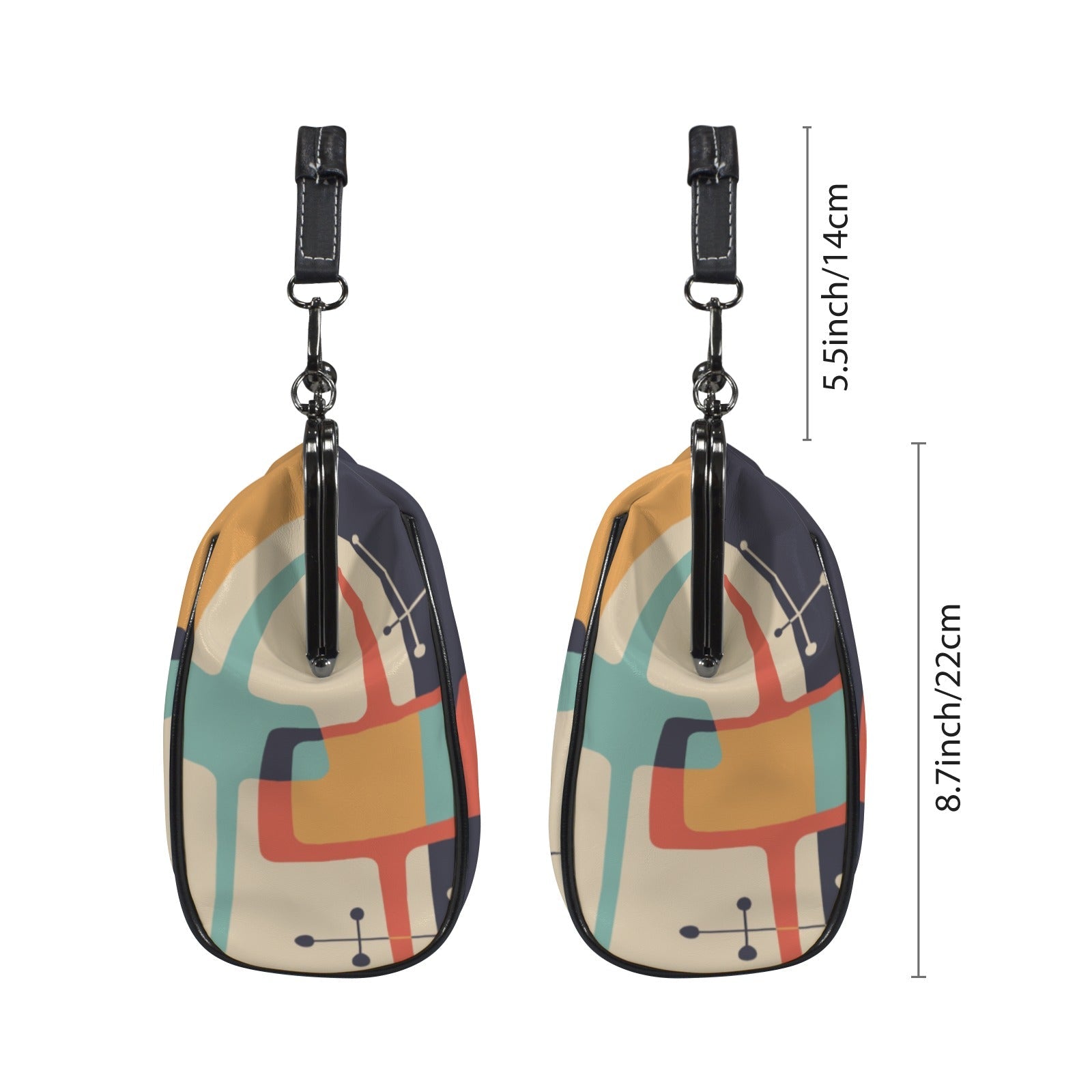 Kate McEnroe New York Atomic Cat Mid Century Modern Retro Kiss Lock Crossbody HandbagCrossbody BagsD3305122