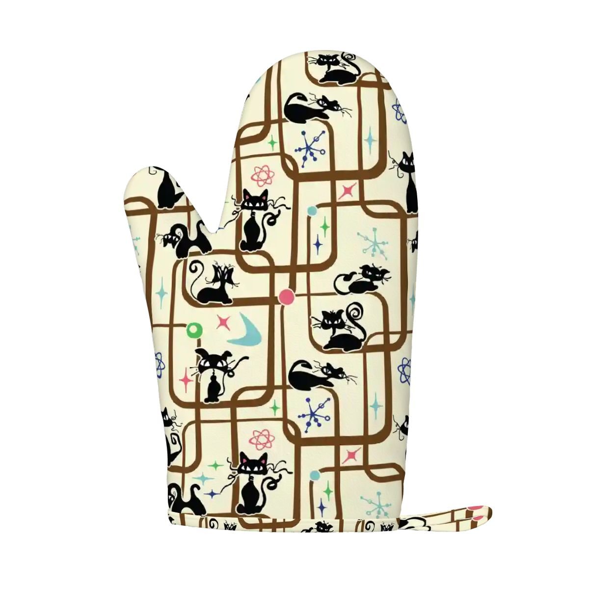 Kate McEnroe New York Atomic Cat Mid Century Modern Retro Oven Mitt Pot Holder Set (Right)Oven Mitts & Pot Holder SetcTQHNmXl4Y