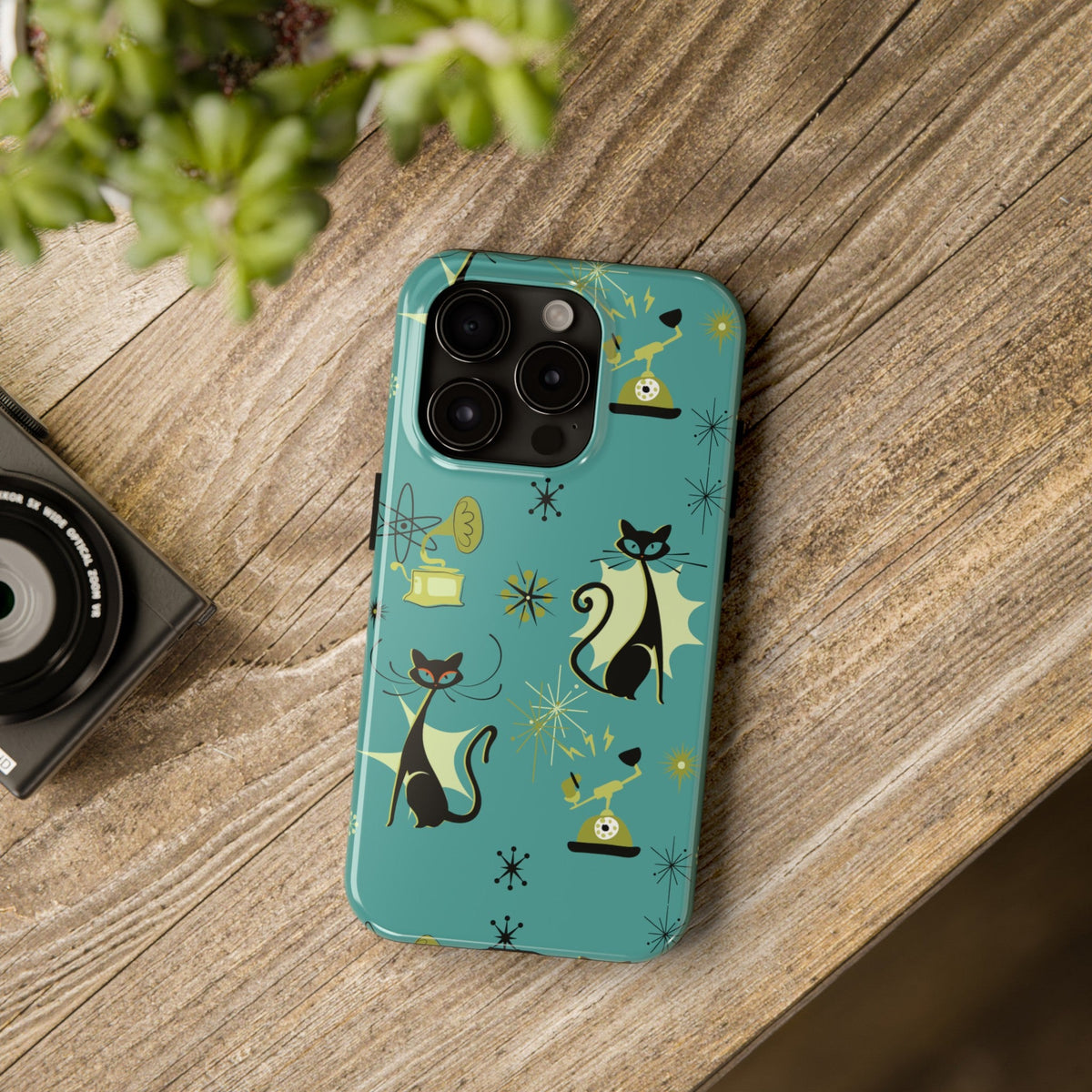 Kate McEnroe New York Atomic Cat Mid Century Modern Retro Vintage Gramophone iPhone CasePhone Cases75536543711479611563