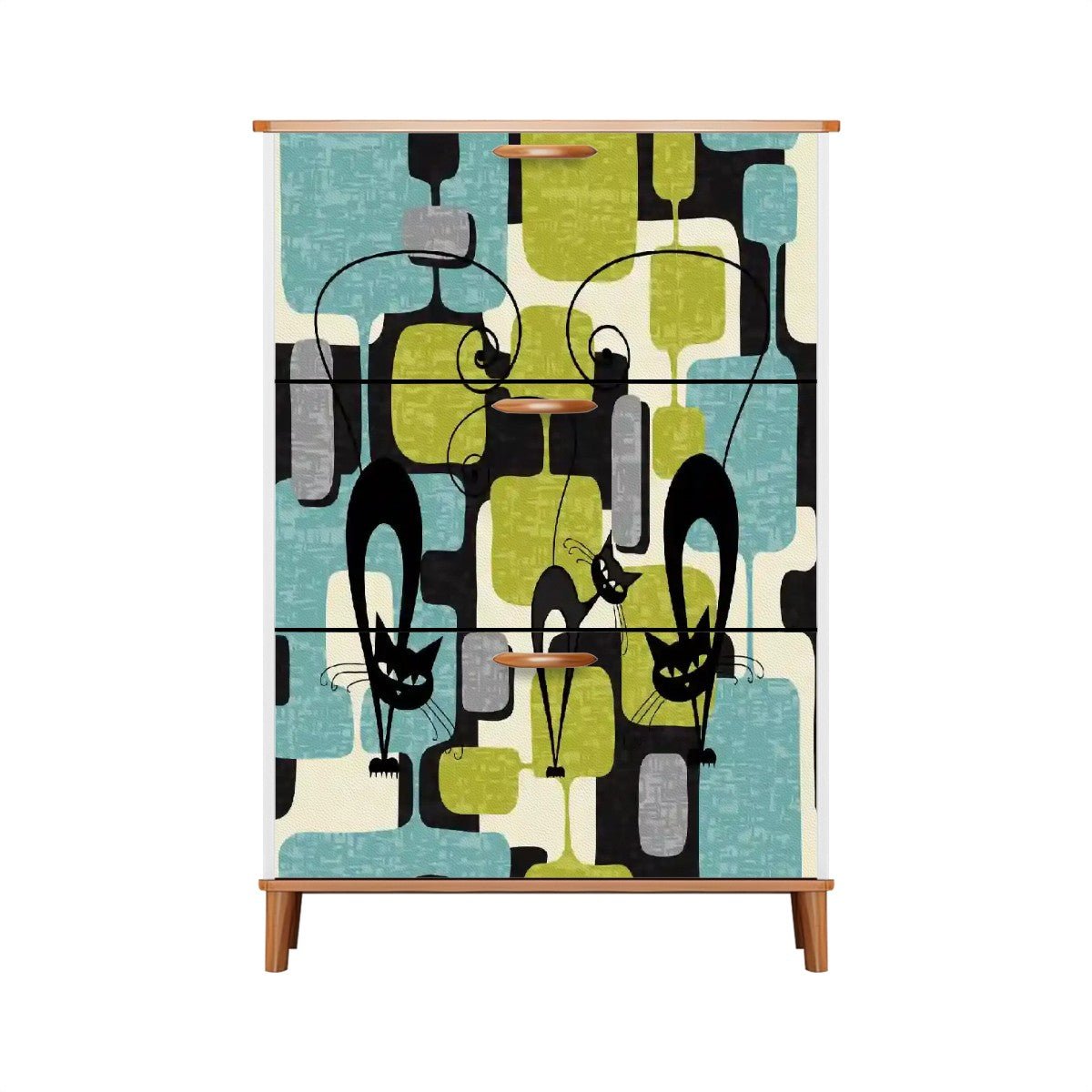 Kate McEnroe New York Atomic Cat Mid Century Modern Shoe Cabinet, Retro Geometric Storage Accent, 50s Abstract FurnitureShoe Storagef9i7p5dgrJ