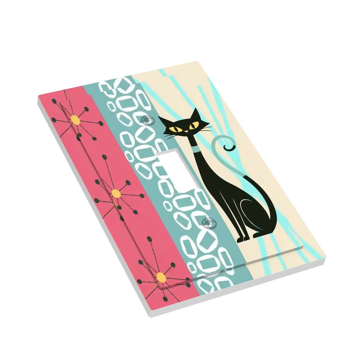 Kate McEnroe New York Atomic Cat Mid Century Modern Switch Plate, Retro 50s Starburst Wall Cover, Pink Aqua Mod Light SwitchSwitch Plates9c7RAFAEjC