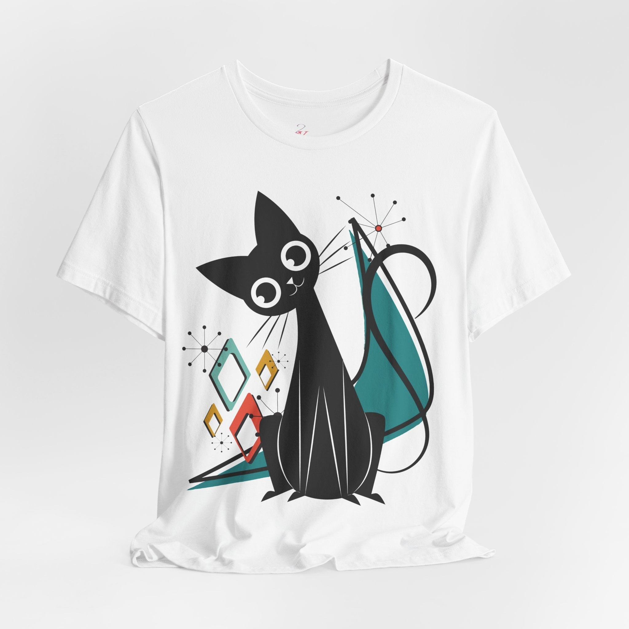 Kate McEnroe New York Atomic Cat Mid Century Modern T-Shirt, Retro MCM Cat Lover TeeT-Shirts22317927656216472326