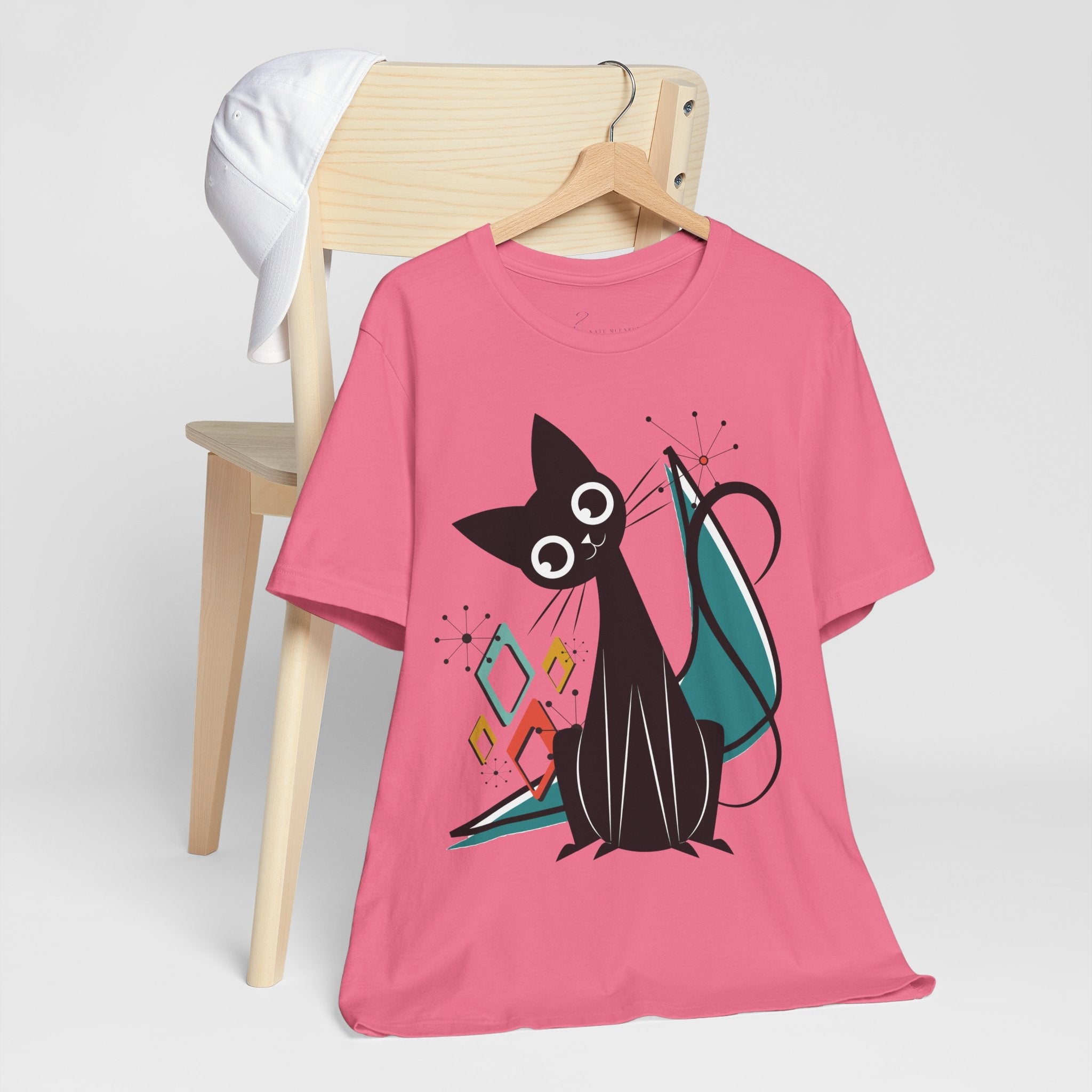 Kate McEnroe New York Atomic Cat Mid Century Modern T-Shirt, Retro MCM Cat Lover TeeT-Shirts25921138853632513924