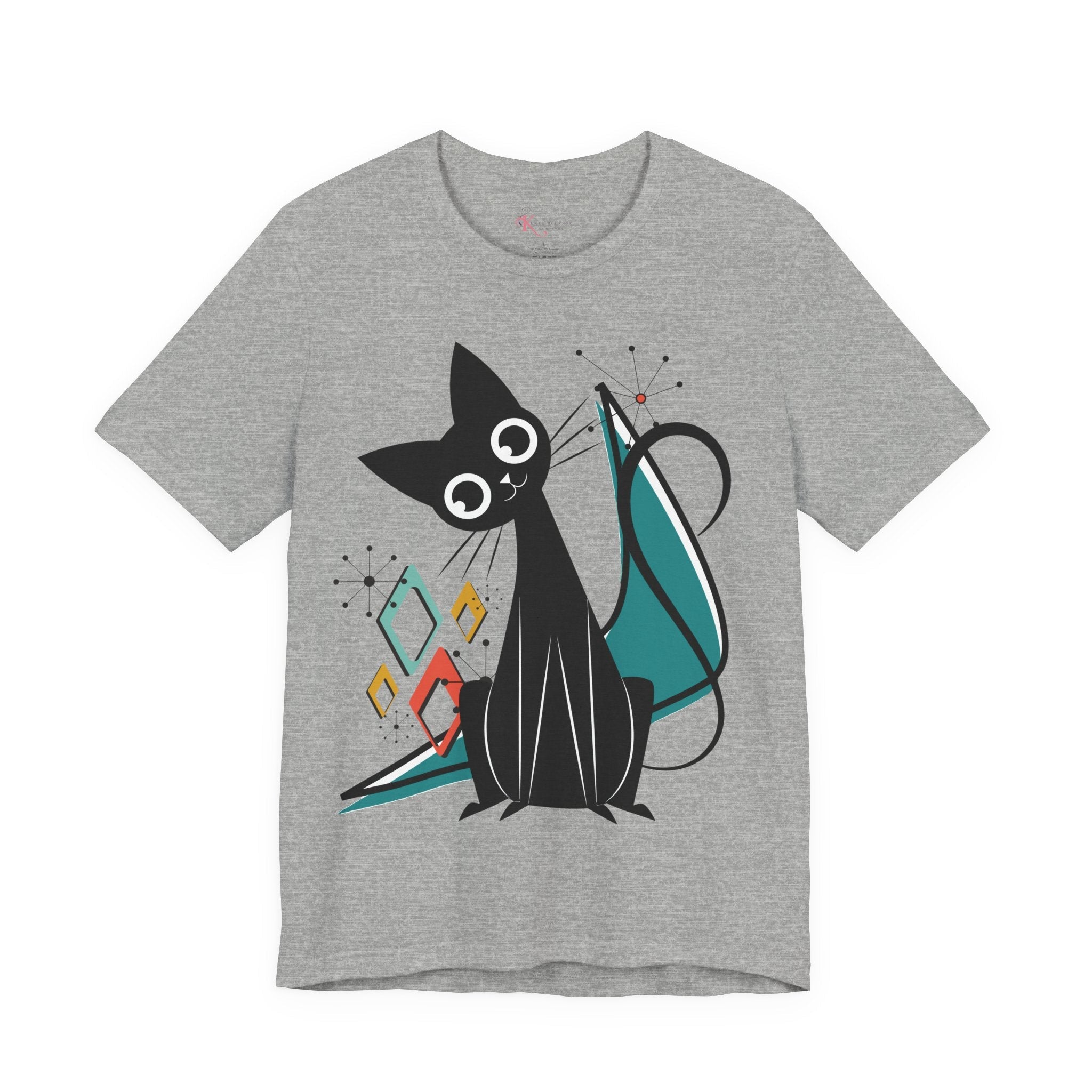 Kate McEnroe New York Atomic Cat Mid Century Modern T-Shirt, Retro MCM Cat Lover TeeT-Shirts26585962136571399159
