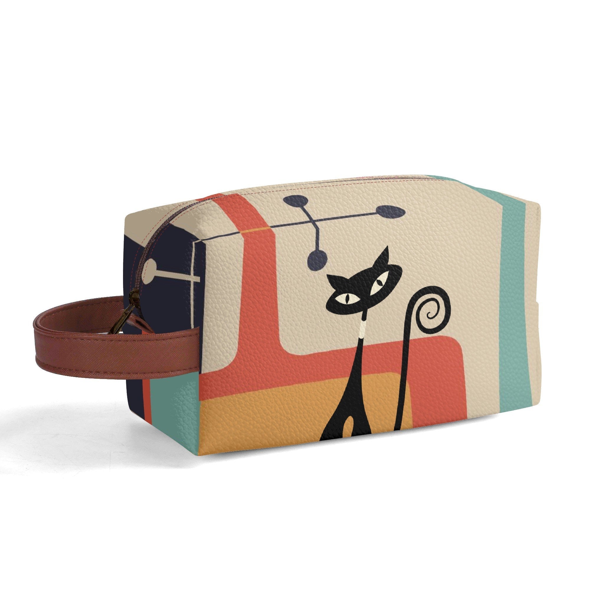 Kate McEnroe New York Atomic Cat Mid Century Modern Toiletry Bag, Retro Kitsch Travel Cosmetic CaseCosmetic & Toiletry BagsWLX8X6ZW - 1