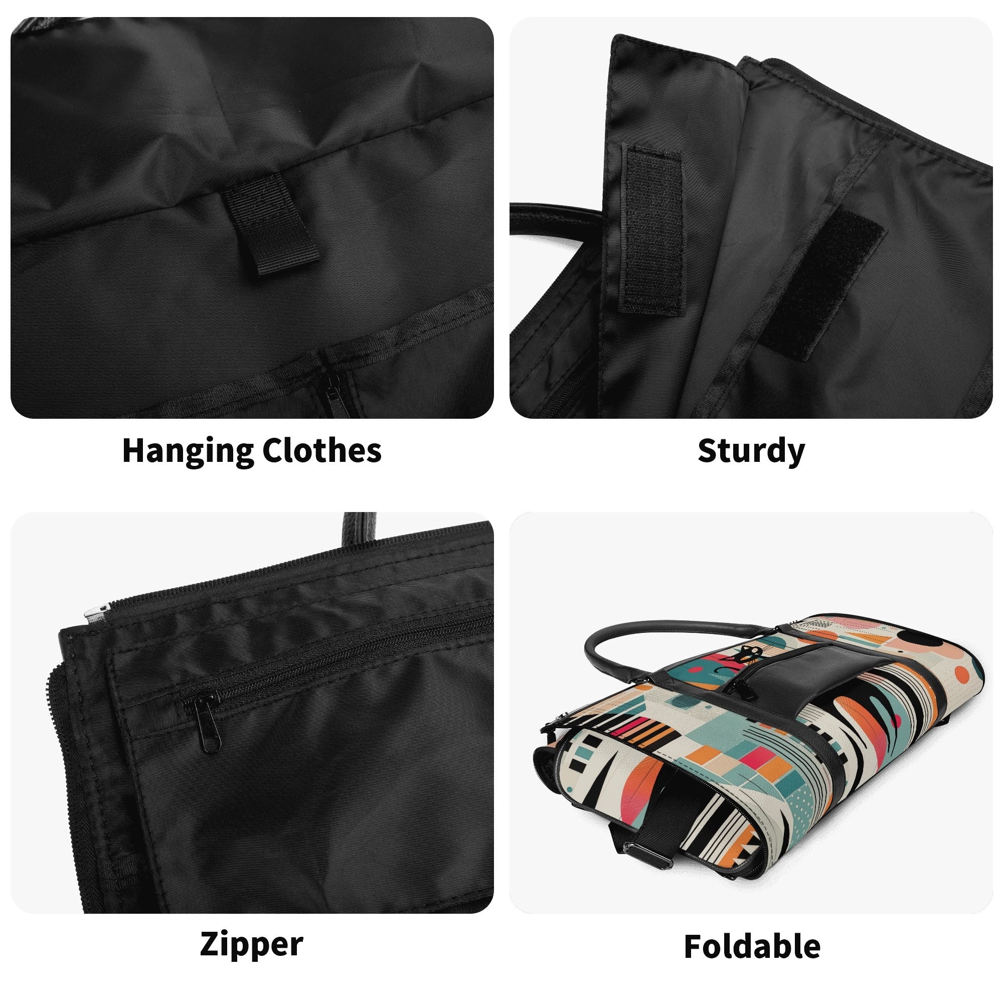 Kate McEnroe New York Atomic Cat Mid Century Modern Travel Bag, Retro 50s Geometric Duffel, Space Age Carry - OnDuffel BagsNM6439EW - 2