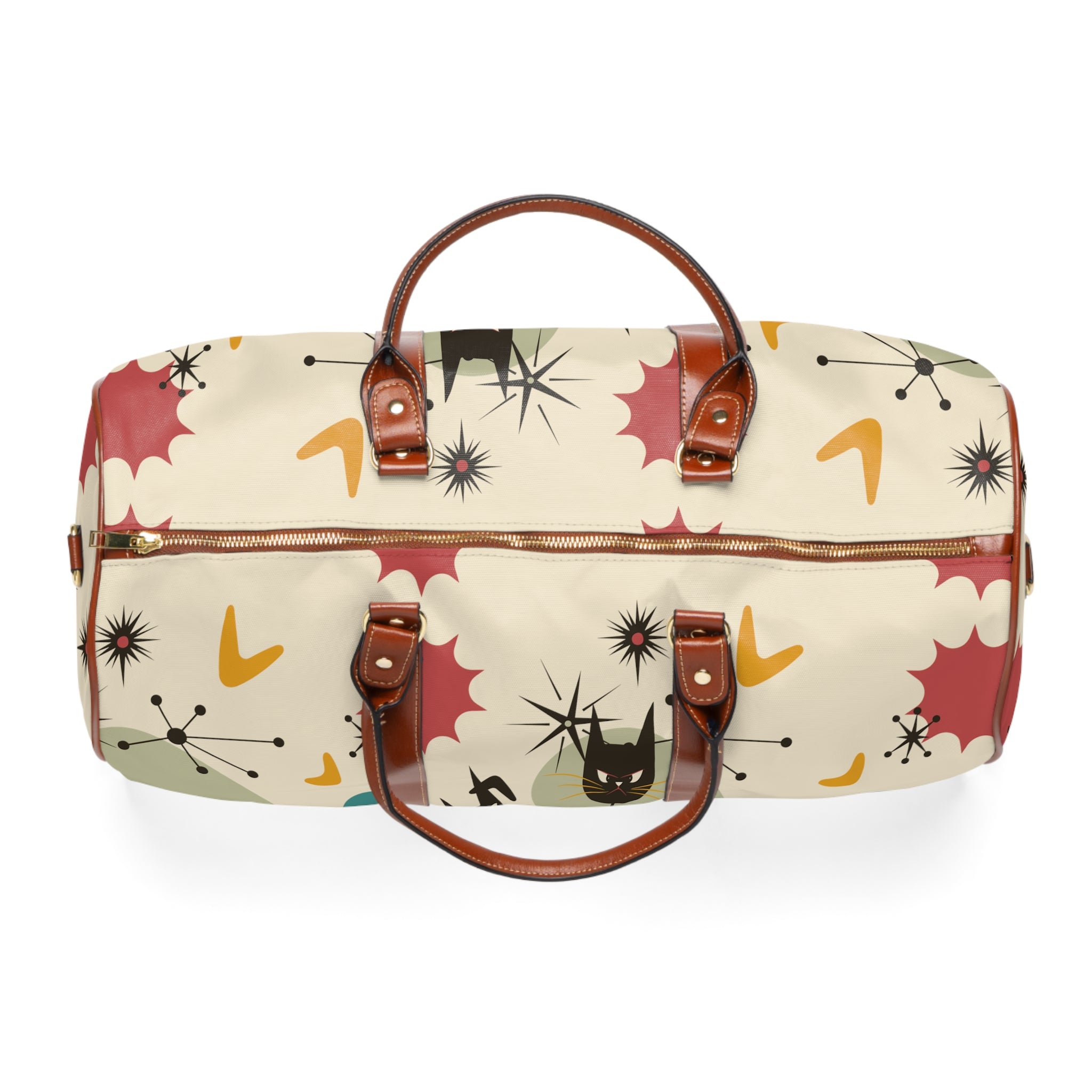 Kate McEnroe New York Atomic Cat Mid Century Modern Travel Bag, Retro Boomerang Starburst Weekender Carry on BagDuffel Bags28669903003883119640