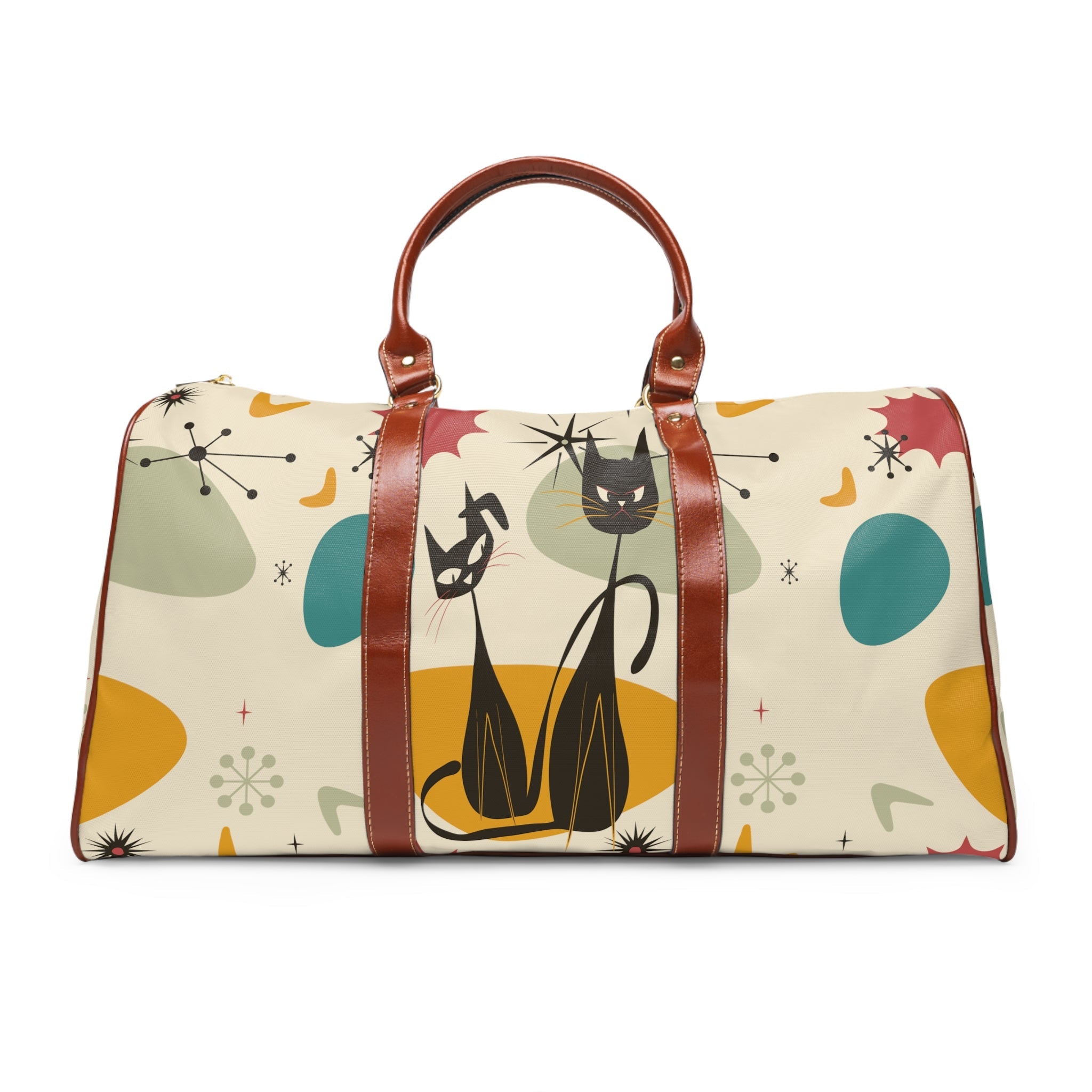 Kate McEnroe New York Atomic Cat Mid Century Modern Travel Bag, Retro Boomerang Starburst Weekender Carry on BagDuffel Bags28669903003883119640