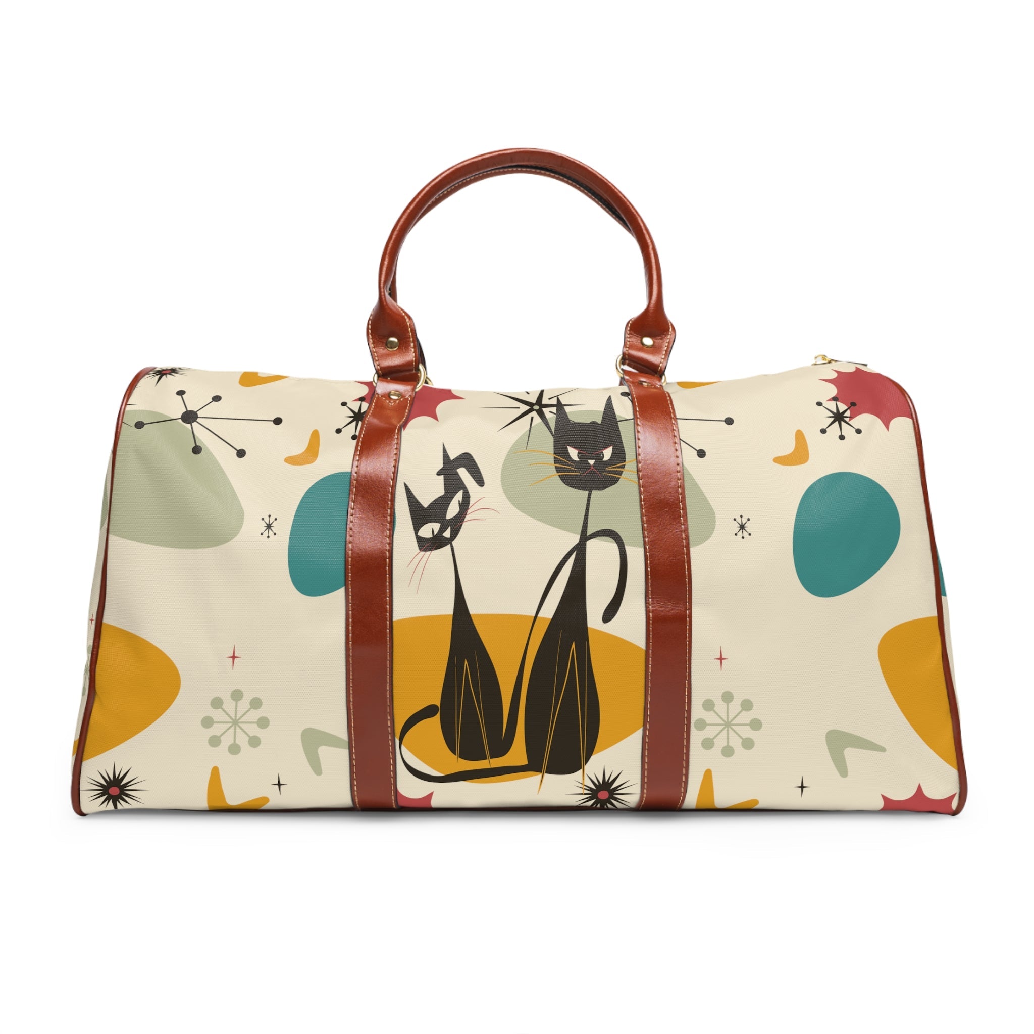 Kate McEnroe New York Atomic Cat Mid Century Modern Travel Bag, Retro Boomerang Starburst Weekender Carry on BagDuffel Bags28669903003883119640