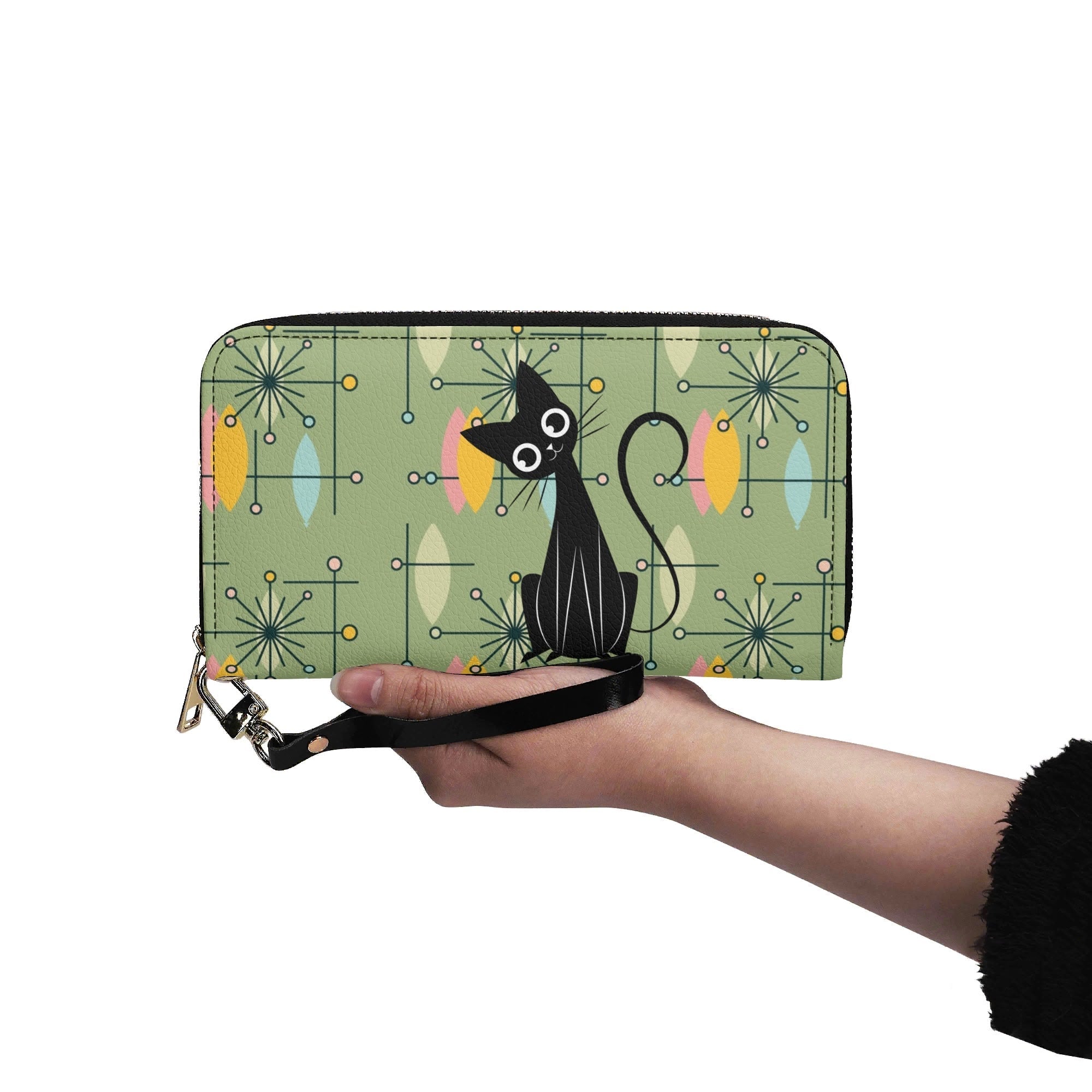 Kate McEnroe New York Atomic Cat Mid Century Modern Wallet, Retro MCM Cat Lover GiftWalletsW0ZR7G5W-1