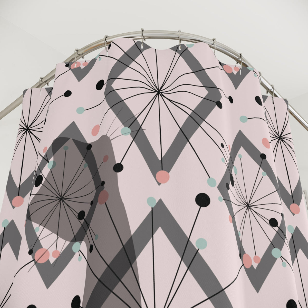 Kate McEnroe New York Atomic Cat Mid Century Shower Curtain, Retro Diamond Starburst Bathroom Decor, 50s Kitsch Mod Home AccentShower Curtains16859951570837239276
