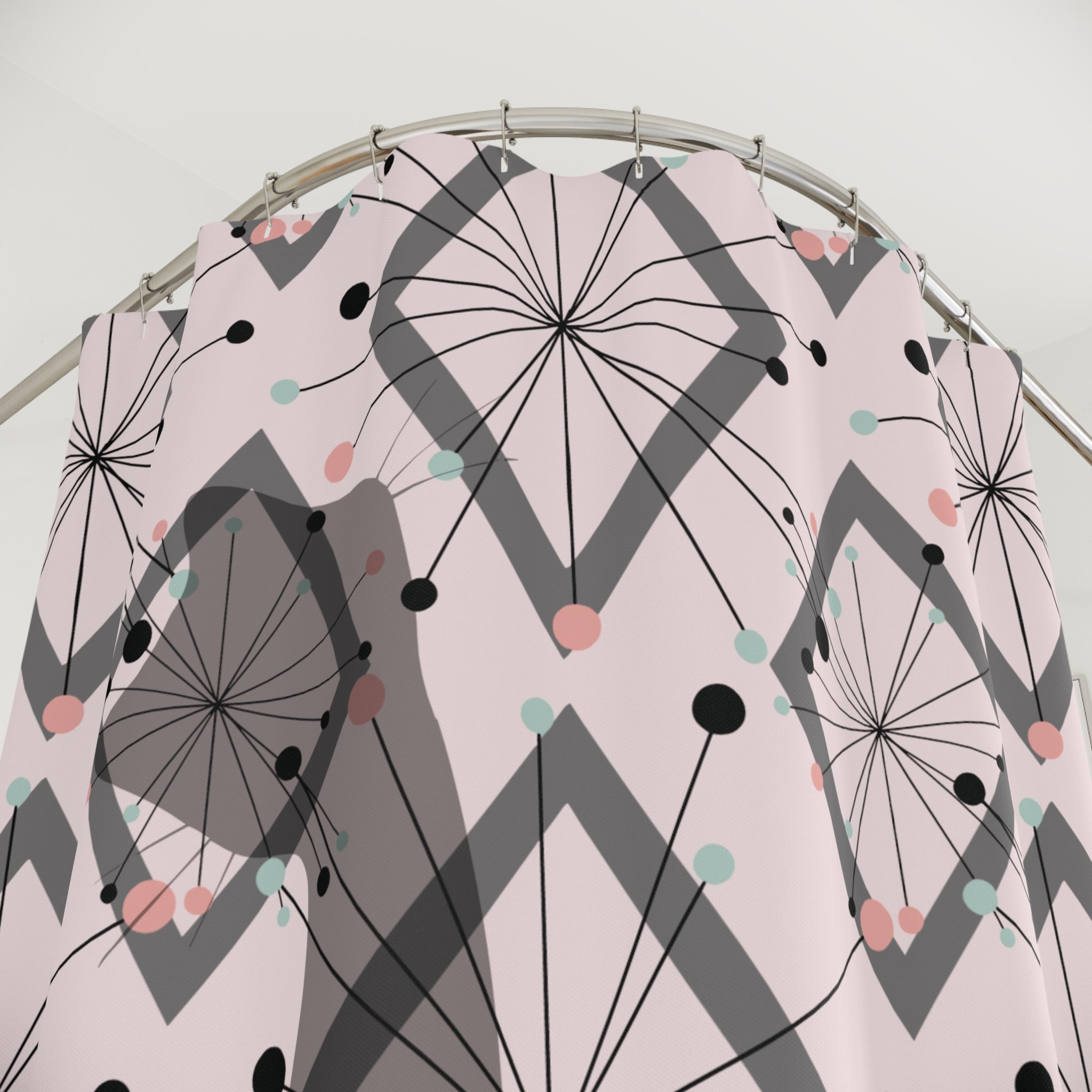 Kate McEnroe New York Atomic Cat Mid Century Shower Curtain, Retro Diamond Starburst Bathroom Decor, 50s Kitsch Mod Home AccentShower Curtains16859951570837239276
