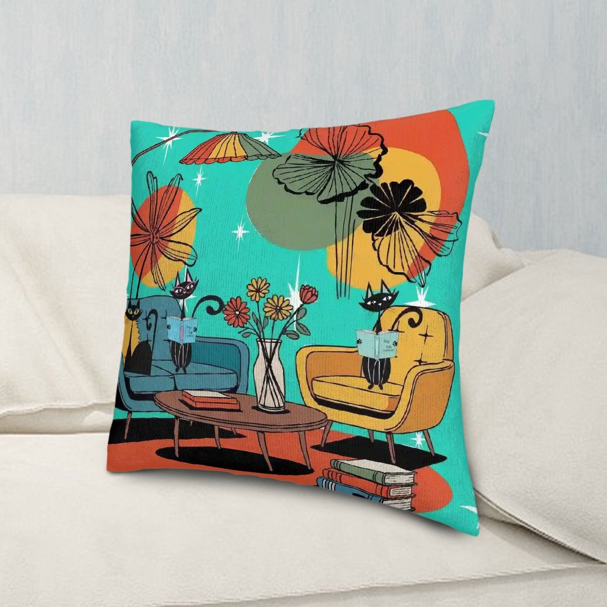 Kate McEnroe New York Atomic Cat Mid Century Throw Pillow Cover, Retro Mod Reading Lounge Cushion, 50s Kitsch Living Room DecorThrow Pillow Covers0r4qUawmiL