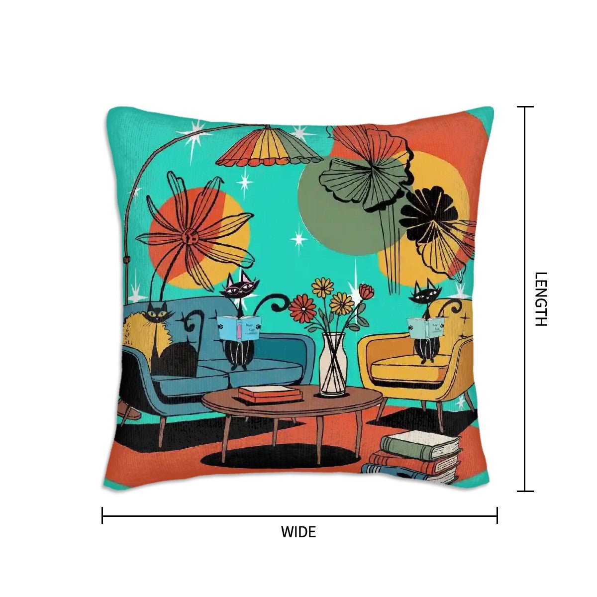 Kate McEnroe New York Atomic Cat Mid Century Throw Pillow Cover, Retro Mod Reading Lounge Cushion, 50s Kitsch Living Room DecorThrow Pillow Covers0r4qUawmiL