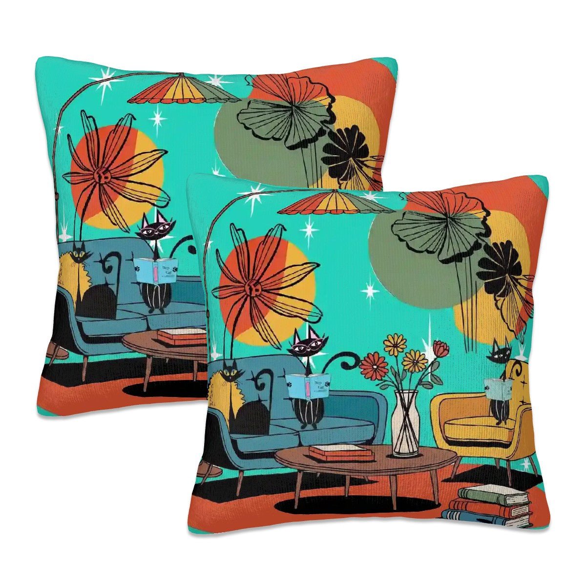 Kate McEnroe New York Atomic Cat Mid Century Throw Pillow Cover, Retro Mod Reading Lounge Cushion, 50s Kitsch Living Room DecorThrow Pillow Covers0r4qUawmiL