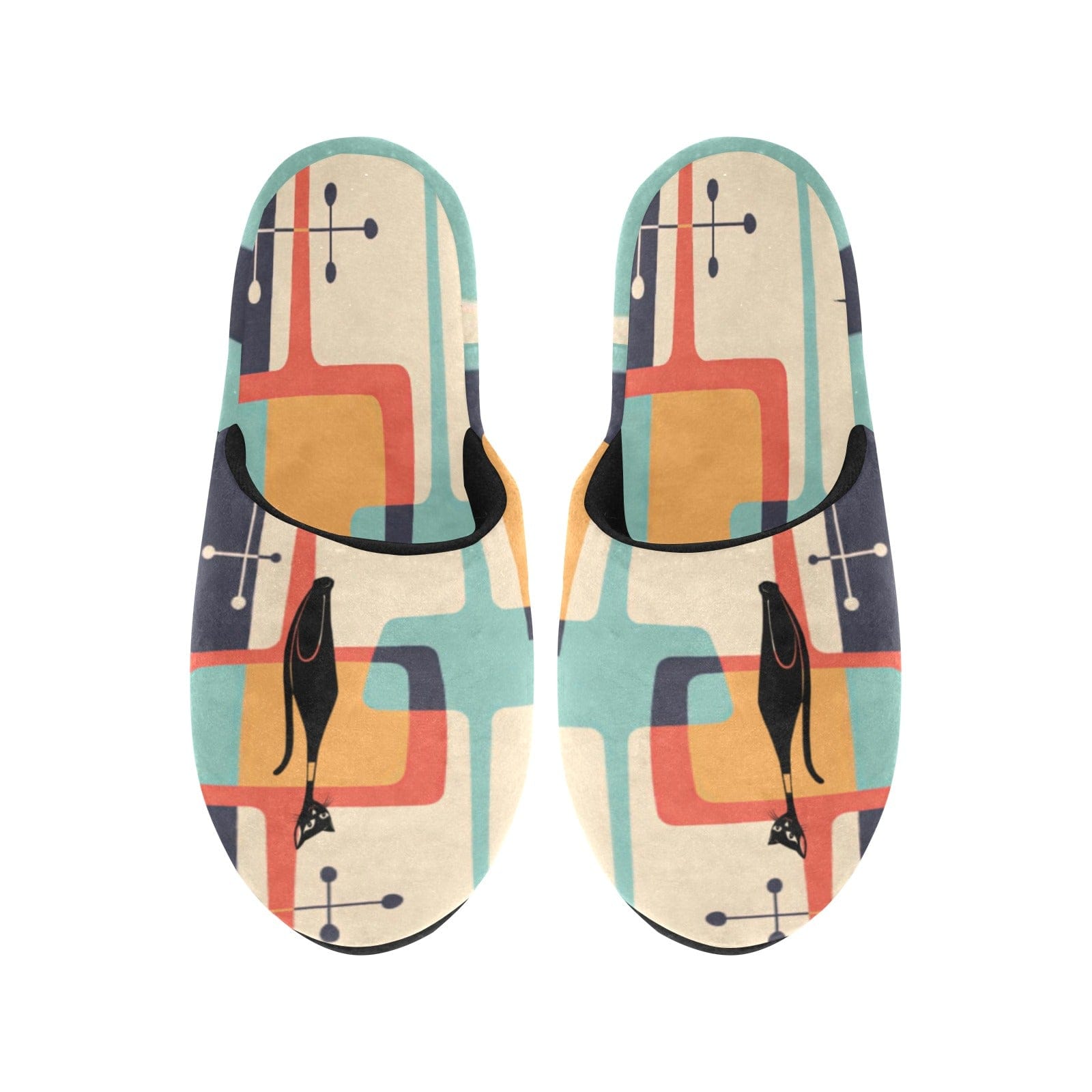 Kate McEnroe New York Atomic Cat Mid Mod Retro Bedroom SlippersSlippersD2855806