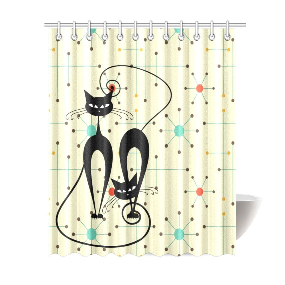 Kate McEnroe New York Atomic Cat Mid Mod Retro Starburst Shower CurtainsShower CurtainsD2879670
