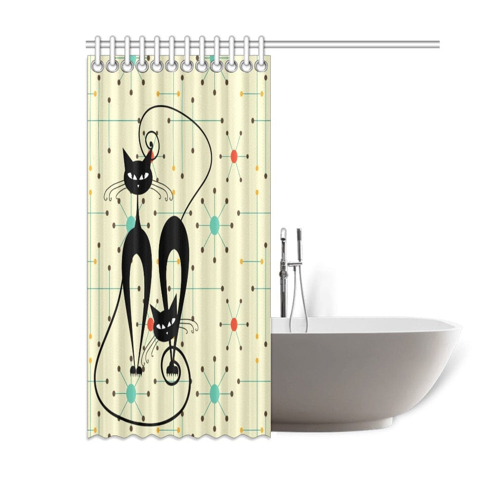 Kate McEnroe New York Atomic Cat Mid Mod Retro Starburst Shower CurtainsShower CurtainsD2879676